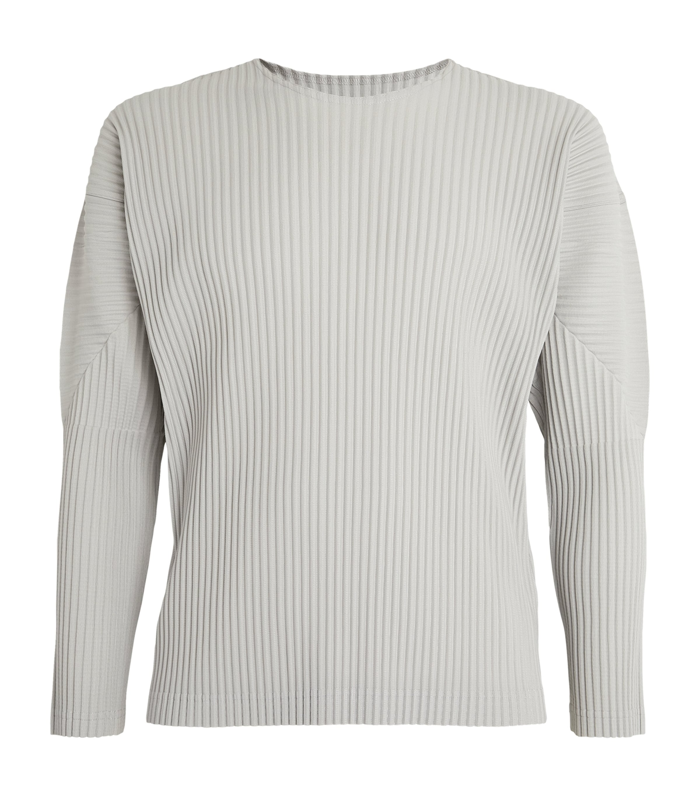 Issey Miyake Technical-pleated Long-sleeved T-shirt In Grey