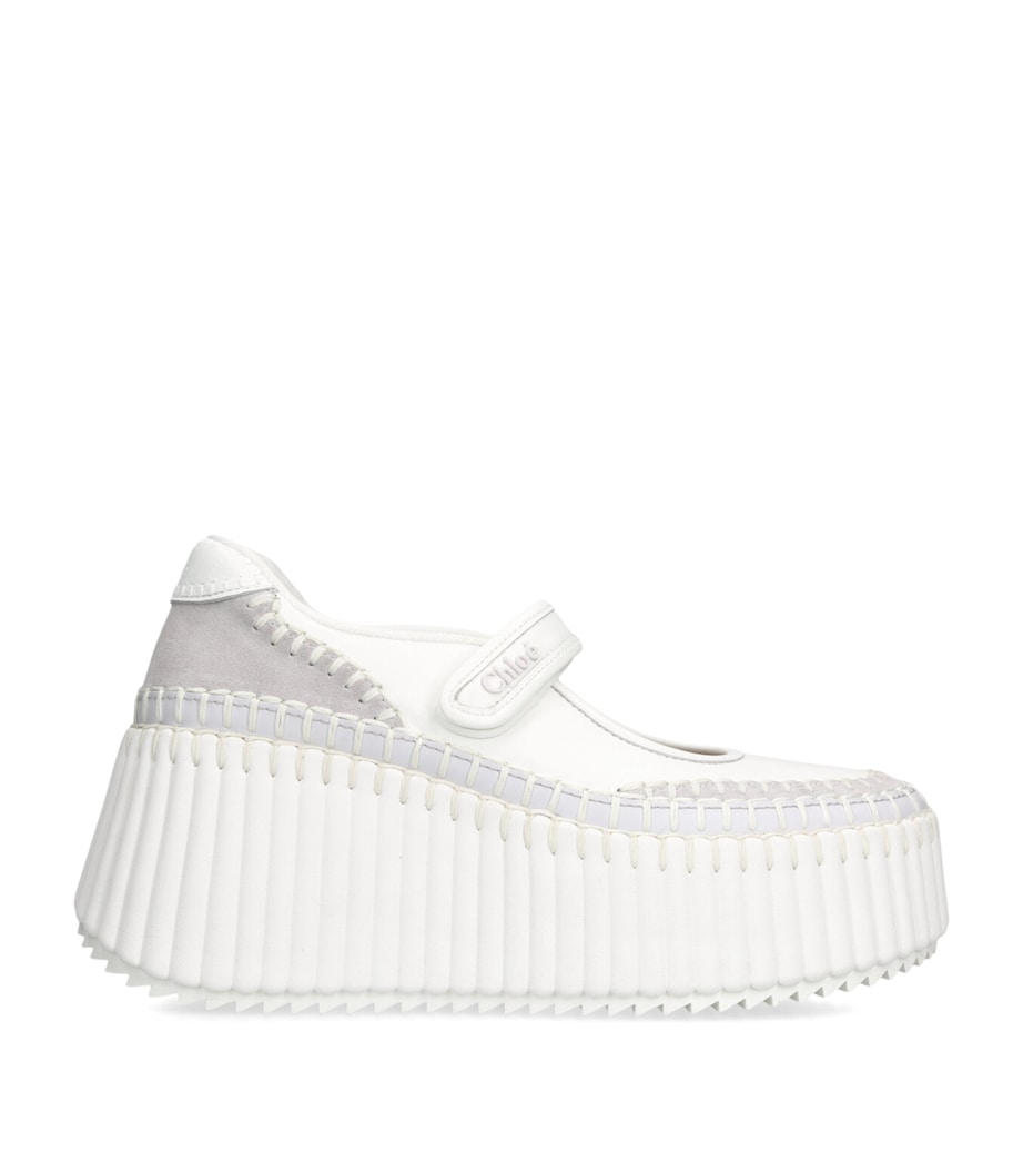 Chloé Leather Nama Platform Ballerina Flats 80 White Image 1
