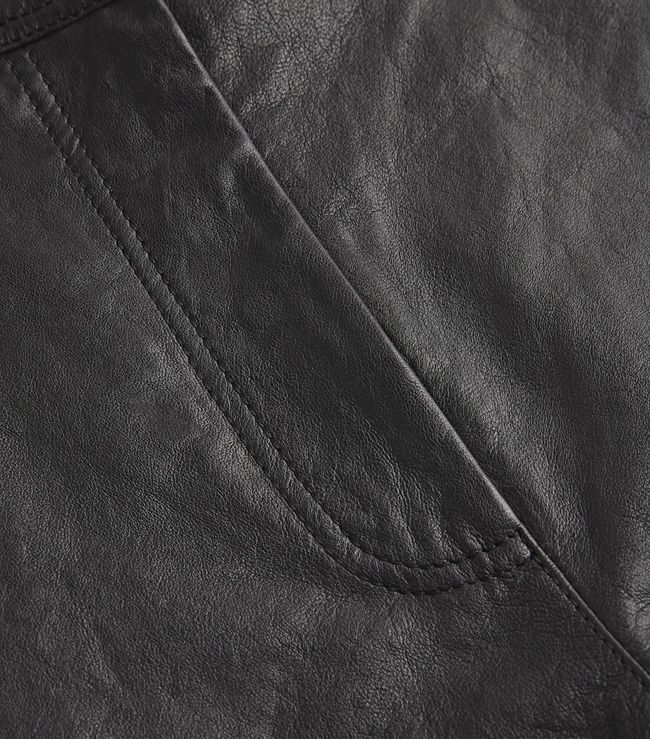 Weekend Max Mara Womens Leather Straight Shorts Black Image 5