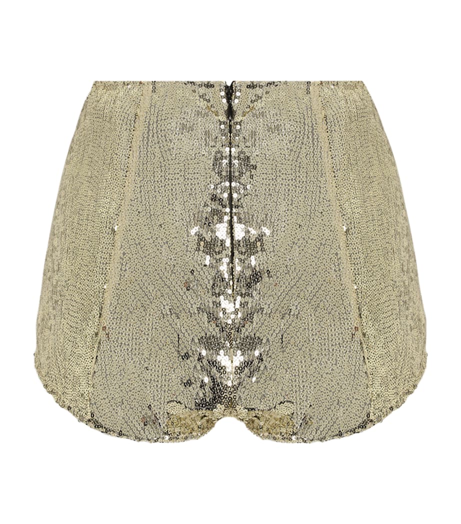 Sequinned Micro Shorts S0997-GOLD Image 2