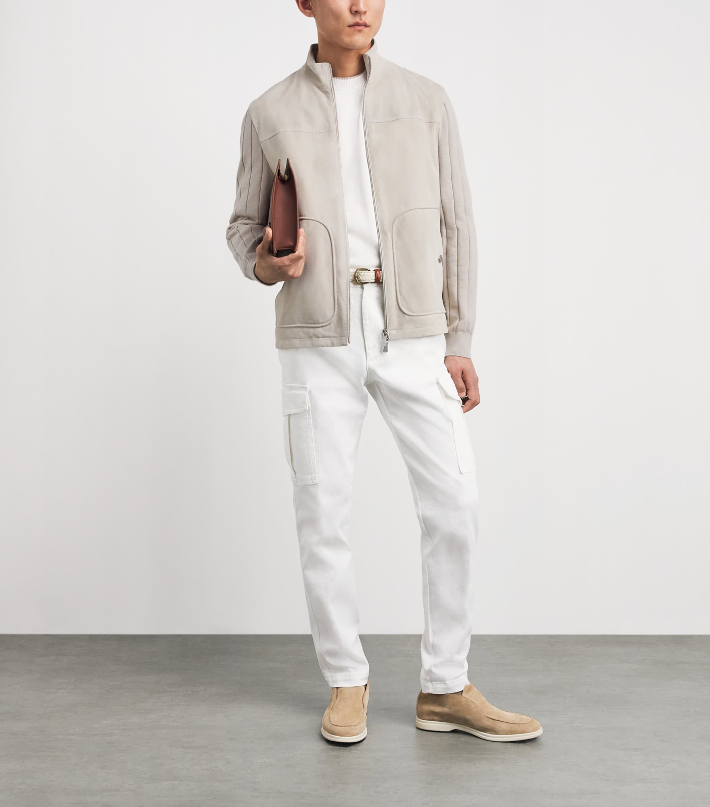 Eleventy Mens Suede Bomber Jacket Sabbia E Sabbia Image 2