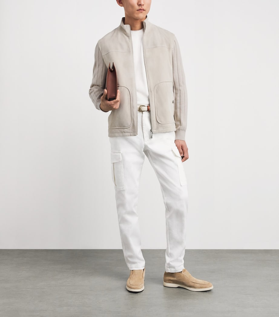 Eleventy Mens Suede Bomber Jacket Sabbia E Sabbia Image 2