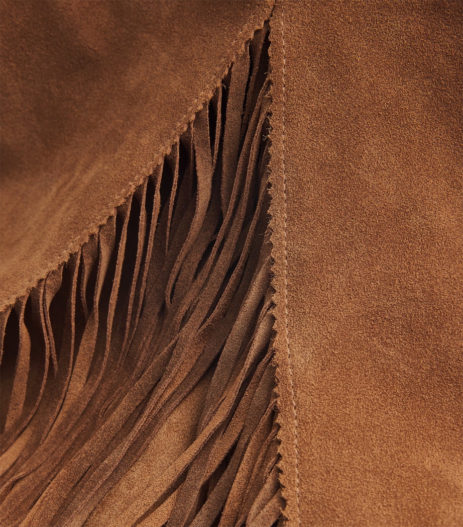 Polo Ralph Lauren Womens Suede Fringed Midi Skirt Clove Image 5