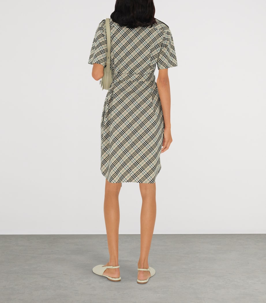 Cotton Check Mini Shirt Dress HUSK IP CHECK Image 4