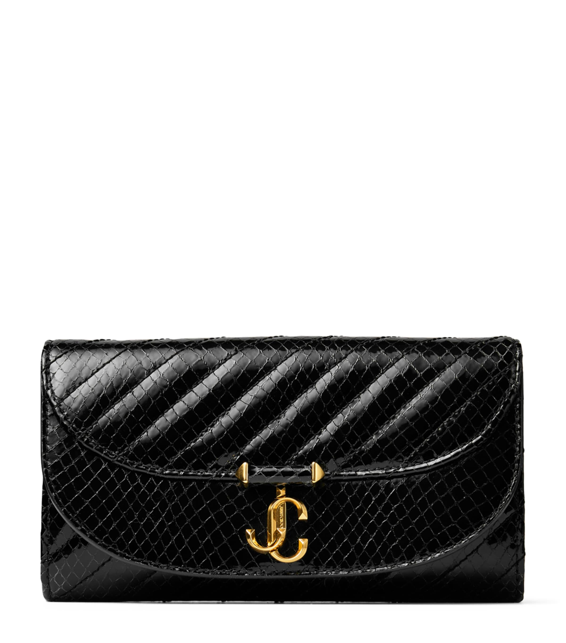 Leather Curve Chain Wallet BLACK/SHINY GOLD Image 1