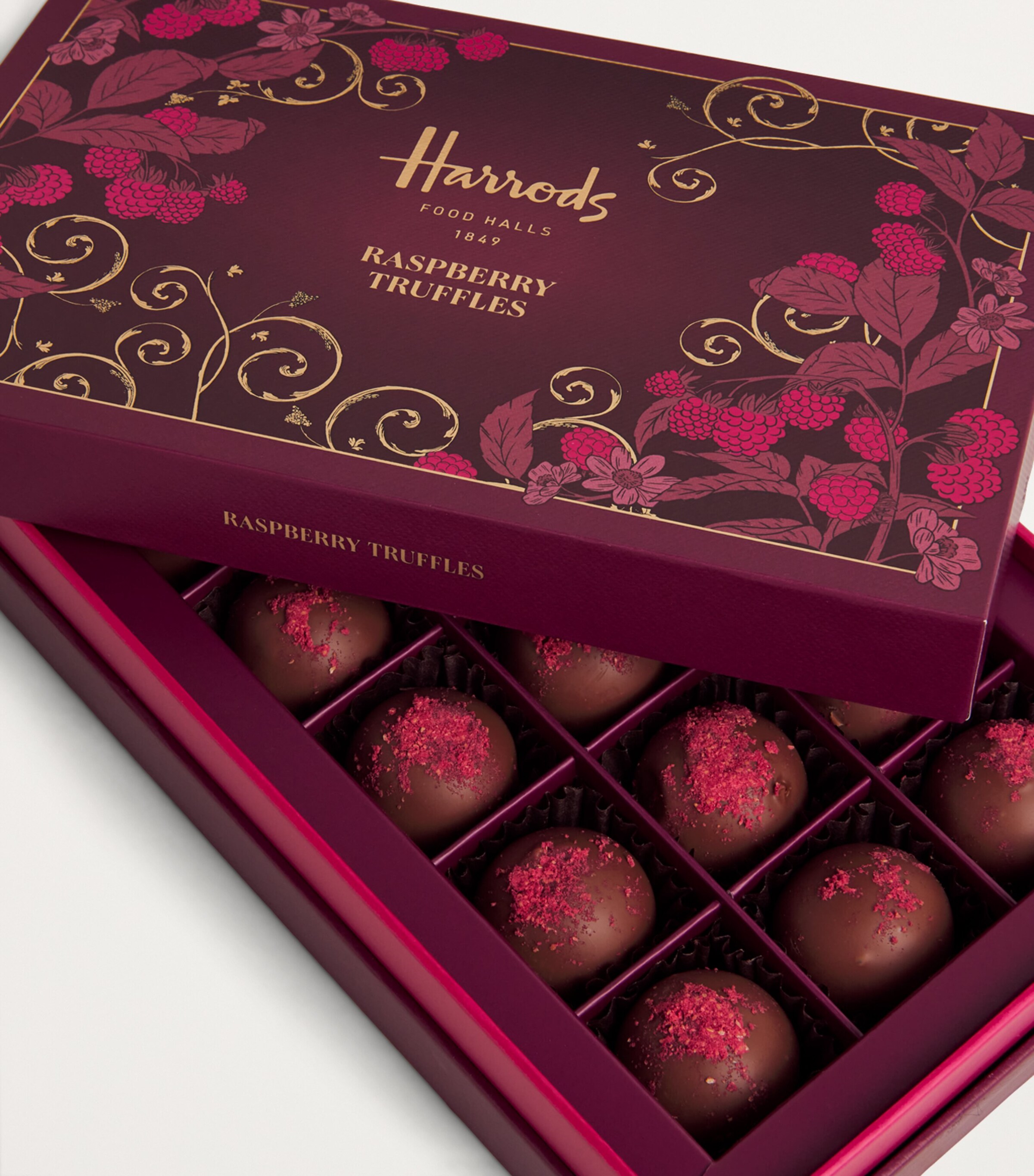 Harrods Raspberry Truffles (190g) | Designers | Harrods | Food | Chocolates | Chocolate Truffles | Free From | Vegetarian | Halal Harrods Raspberry Truffles (190g) | Designers | Harrods | Food | Chocolates | Chocolate Truffles | Free From | Vegetarian | Halal