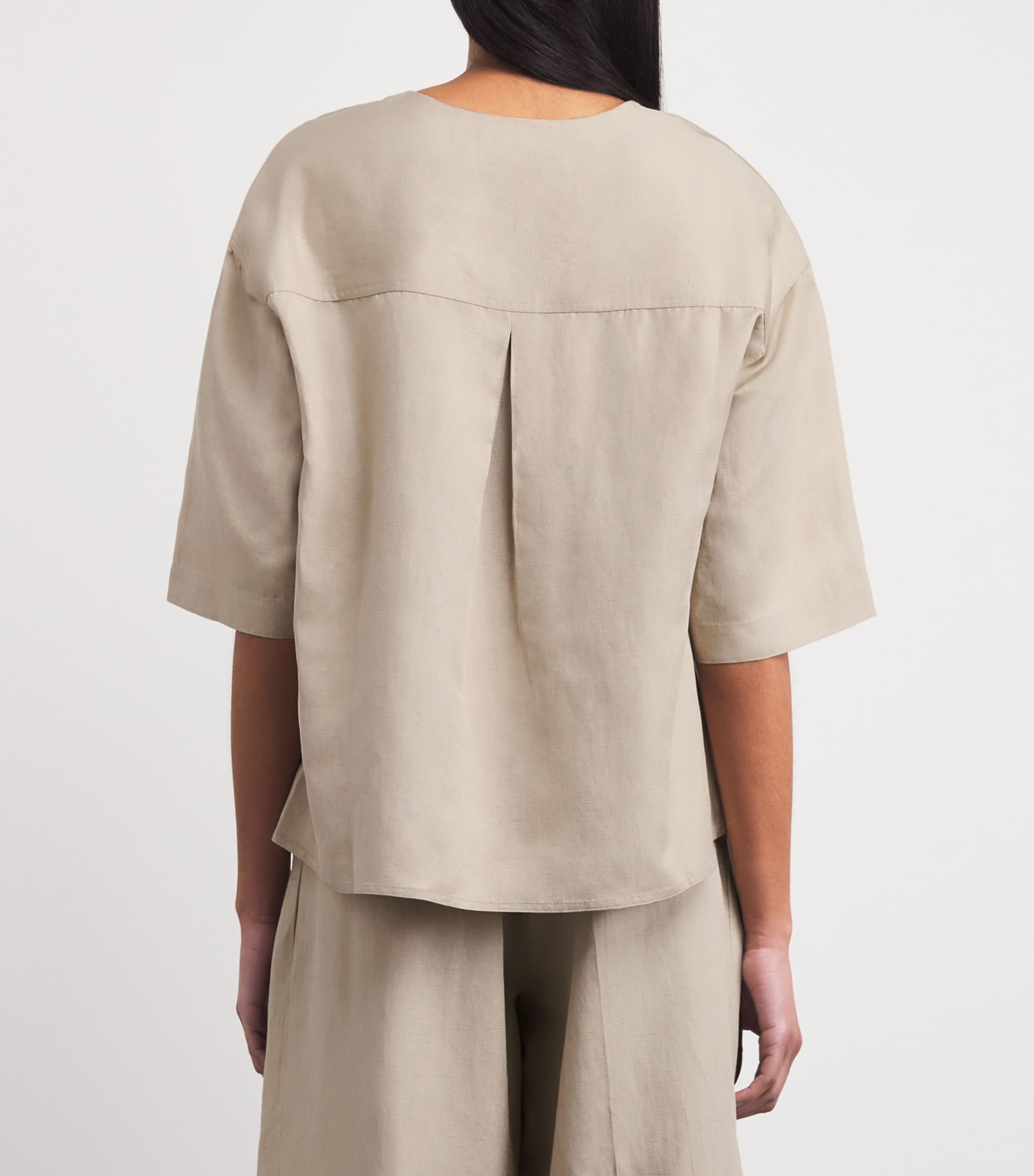 Yves Salomon Womens Silk-Linen Embroidered Top Image 5