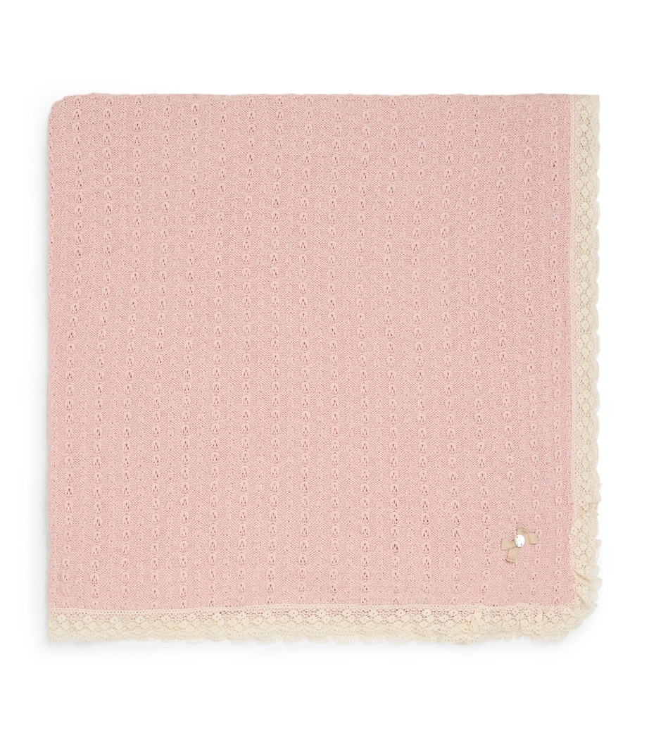 Cotton-Blend Lace Knitted Shawl 32 H94 Image 1