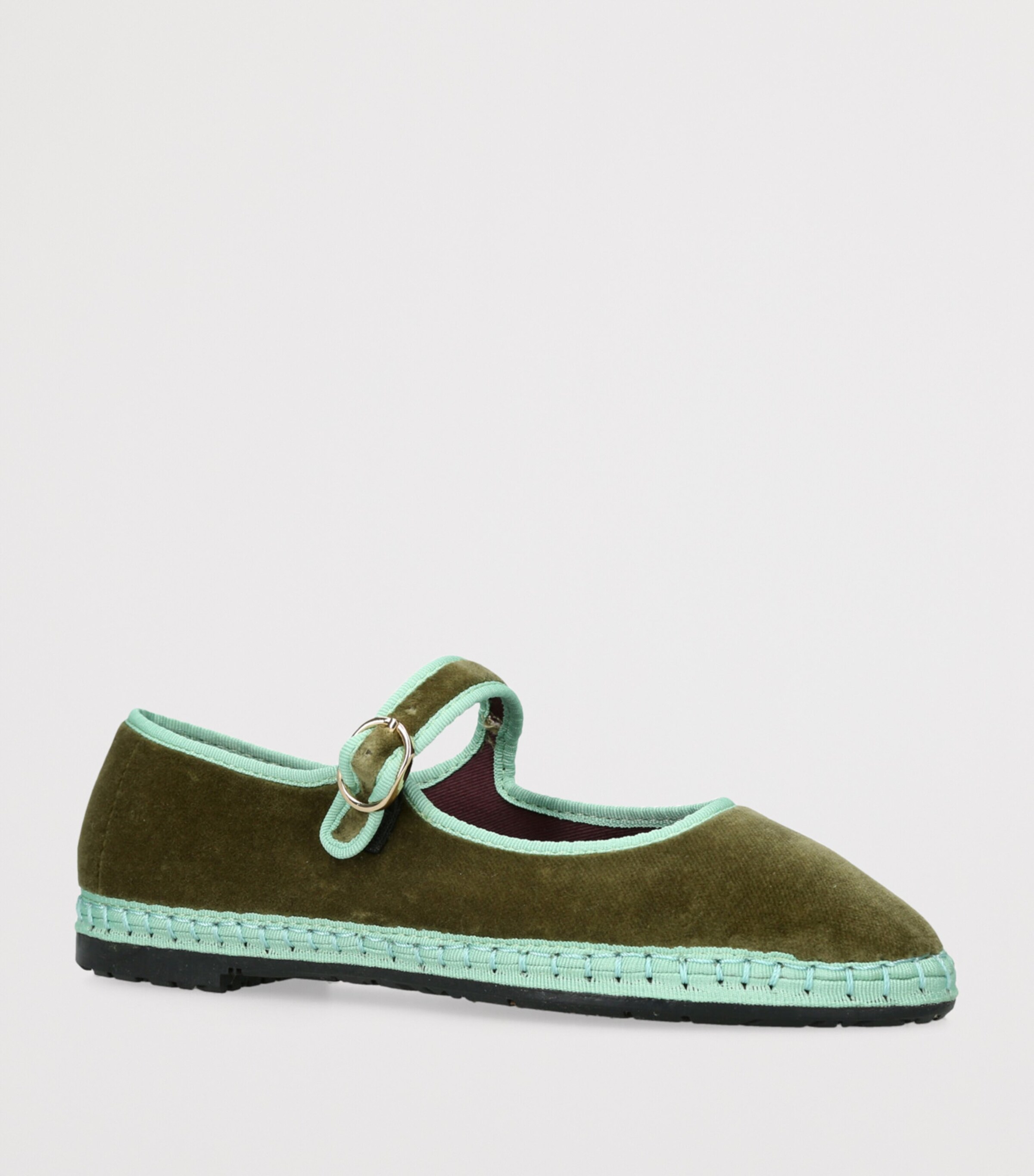 Flabelus Velvet Vera Mary Janes Dark Green Image 3
