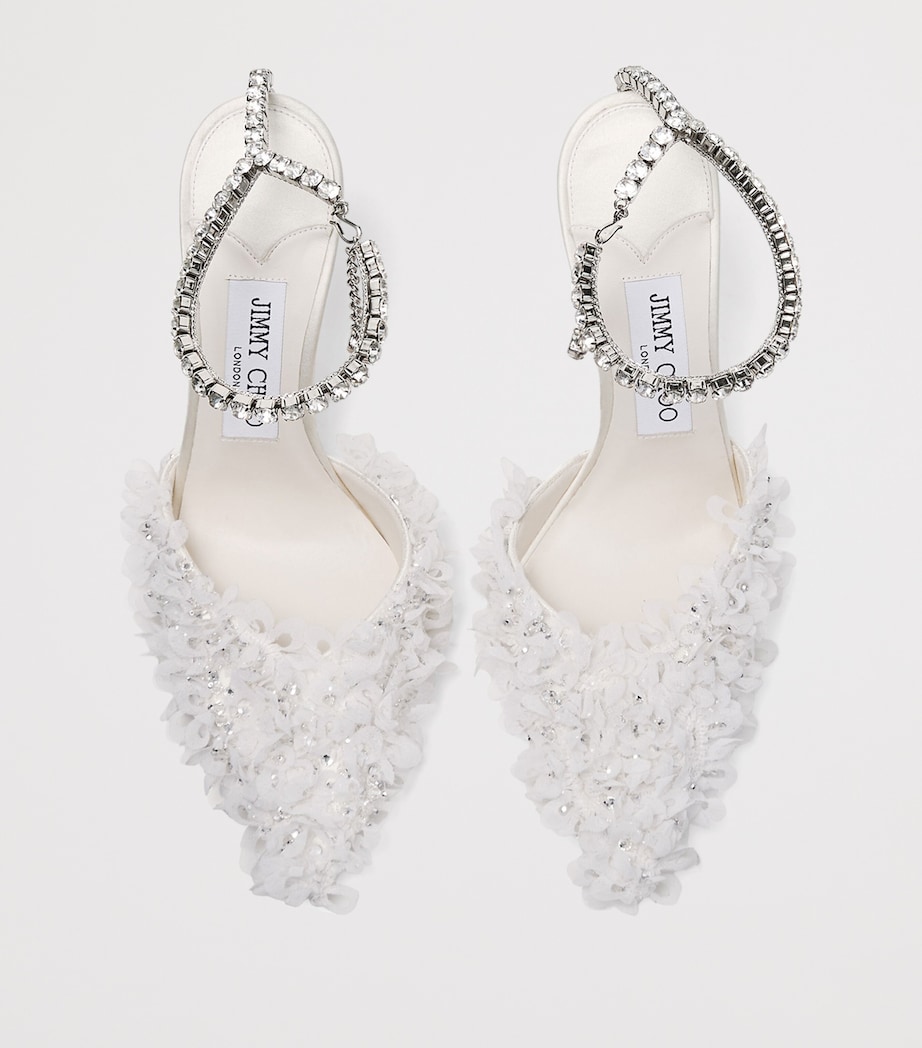 Saeda 100 Mesh Petal Pumps IVORY/CRYSTAL Image 3