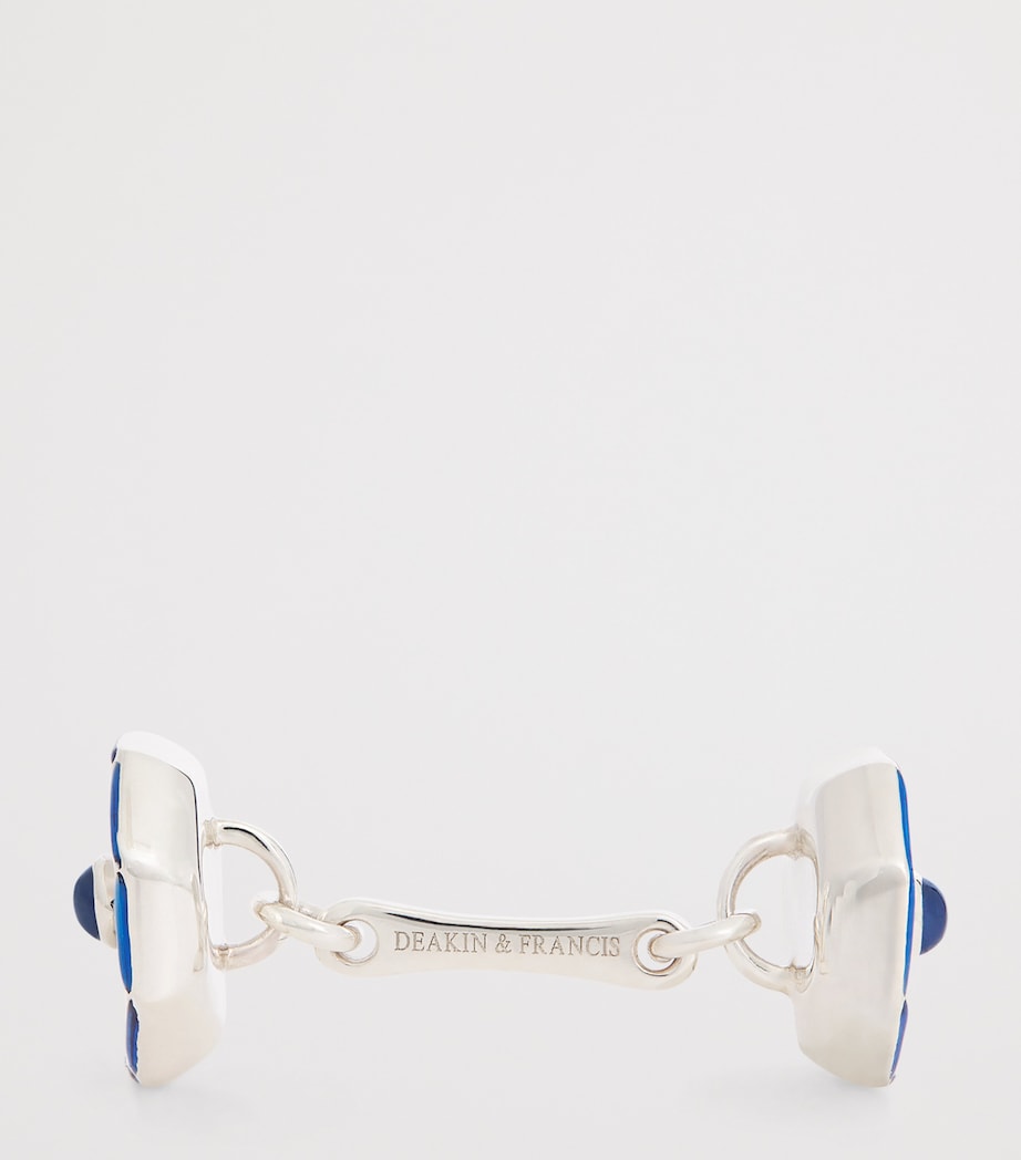 Deakin & Francis Sterling Silver, Mother-Of-Pearl and Sapphire Cufflinks Blue Image 4