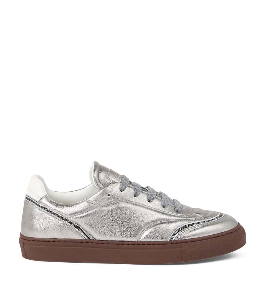 Leather Lamé Monili-Trim Sneakers C9105 Image 1