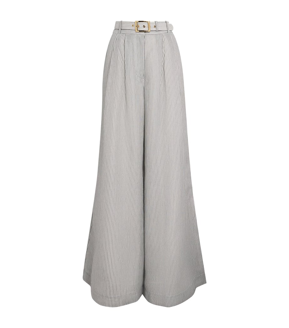 Cotton-Silk Hypnotic Wide-Leg Trousers NAVY STRIPE Image 1