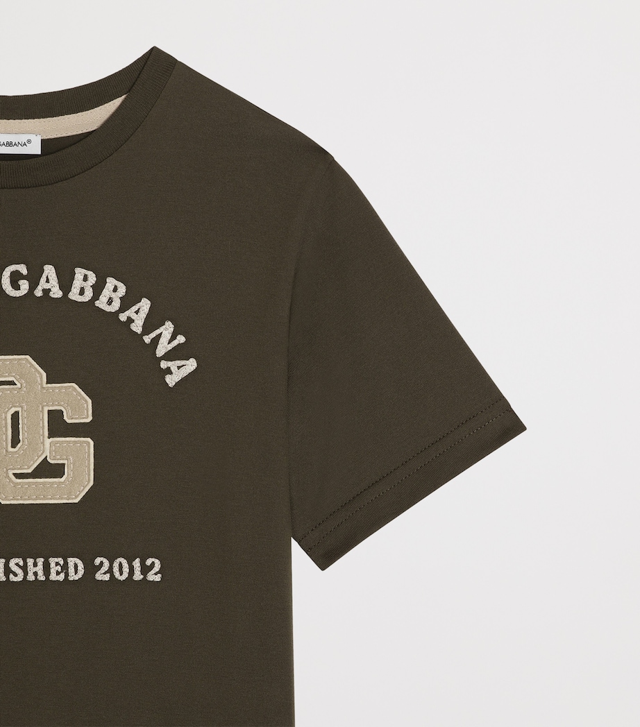 Dolce&Gabbana Kids Cotton Logo T-Shirt (8-12+ Years) Dark Mud Grey Image 3