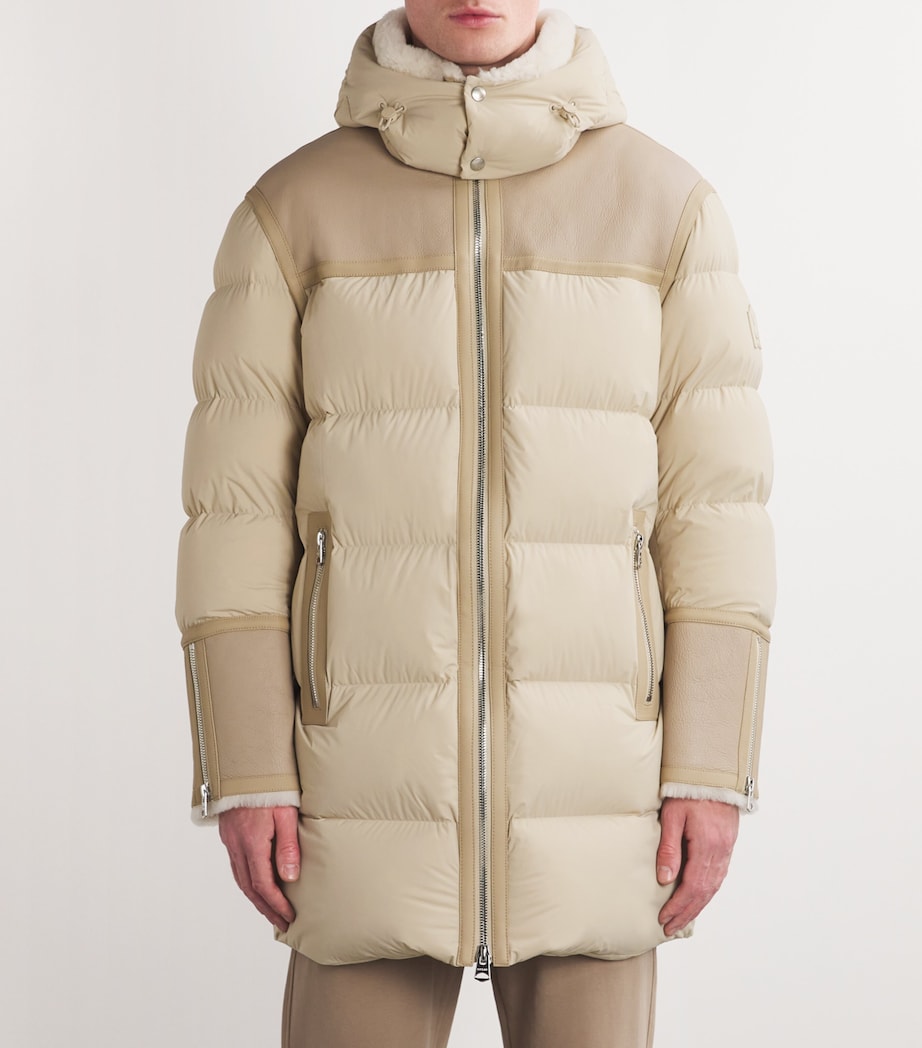 Down Leather-Trim Parka TRENCH NATURAL Image 3