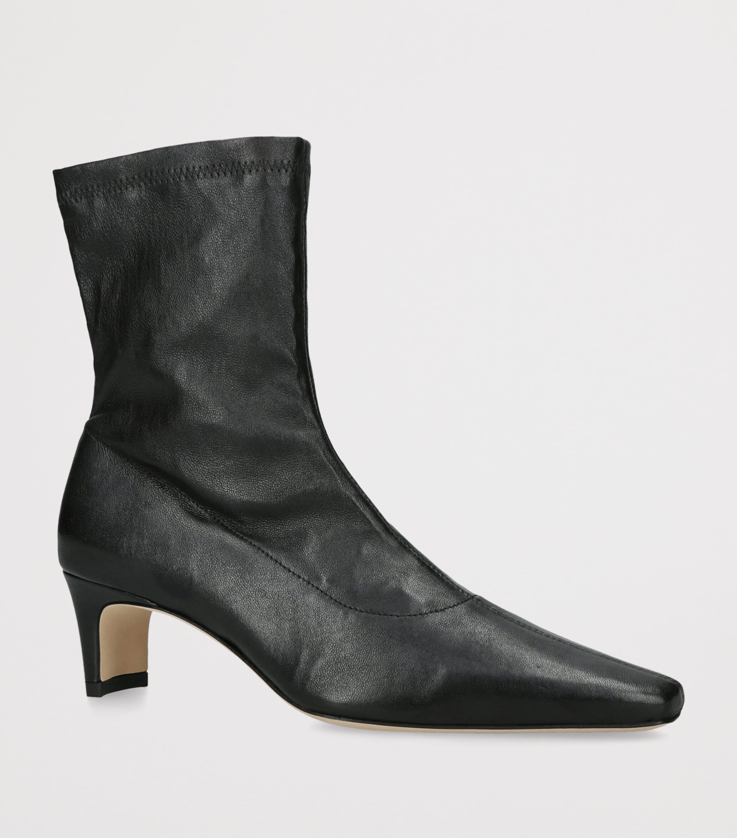 STAUD Leather Wally Sock Ankle Boots 55 Black Image 2