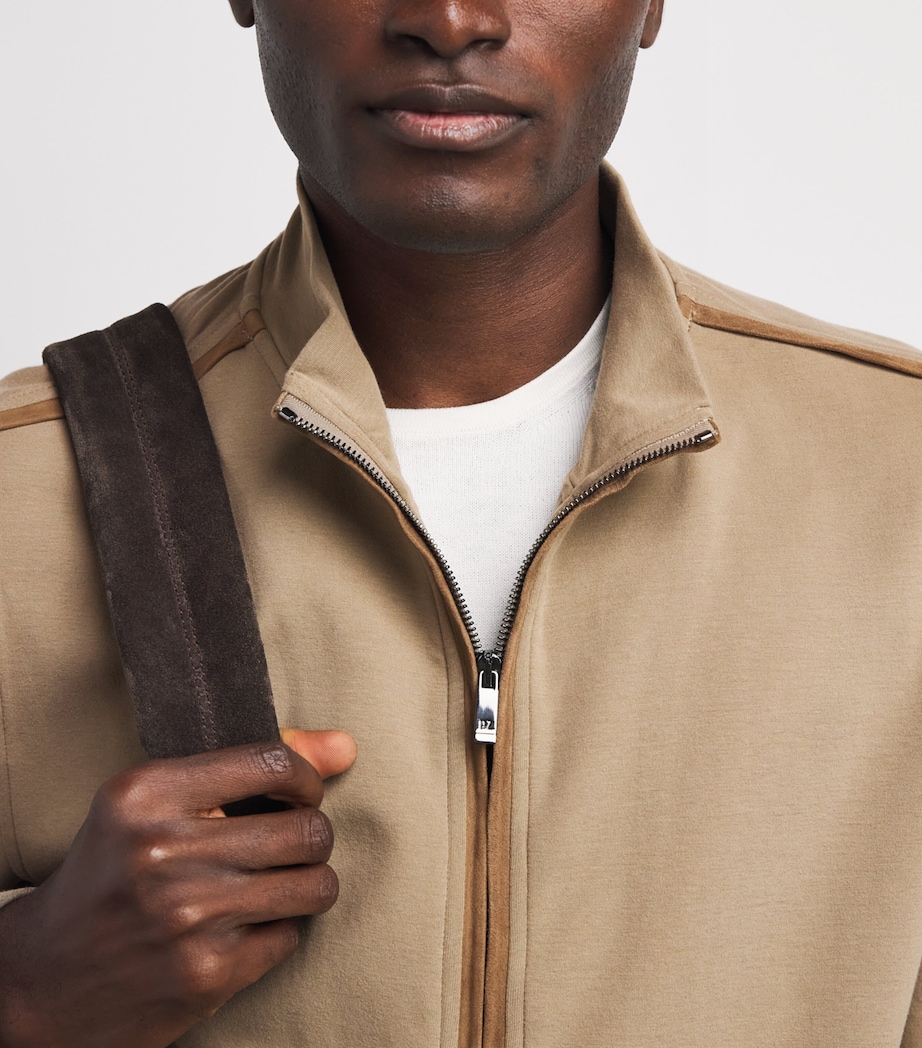 Pal Zileri Mens Cotton-Blend Zip-Up Sweatshirt Brown Image 3