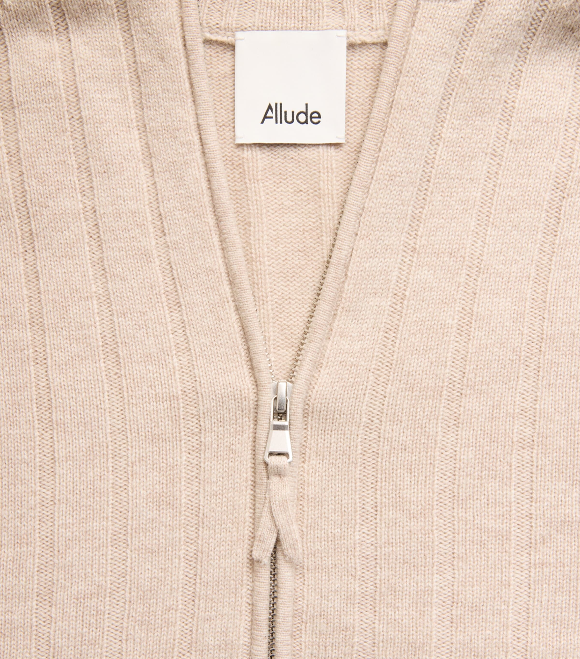 Allude Mens Wool-Cashmere Rib-Knit Cardigan Image 6