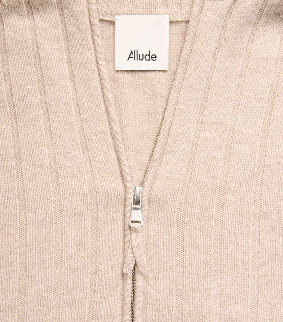 Allude Mens Wool-Cashmere Rib-Knit Cardigan Image 6