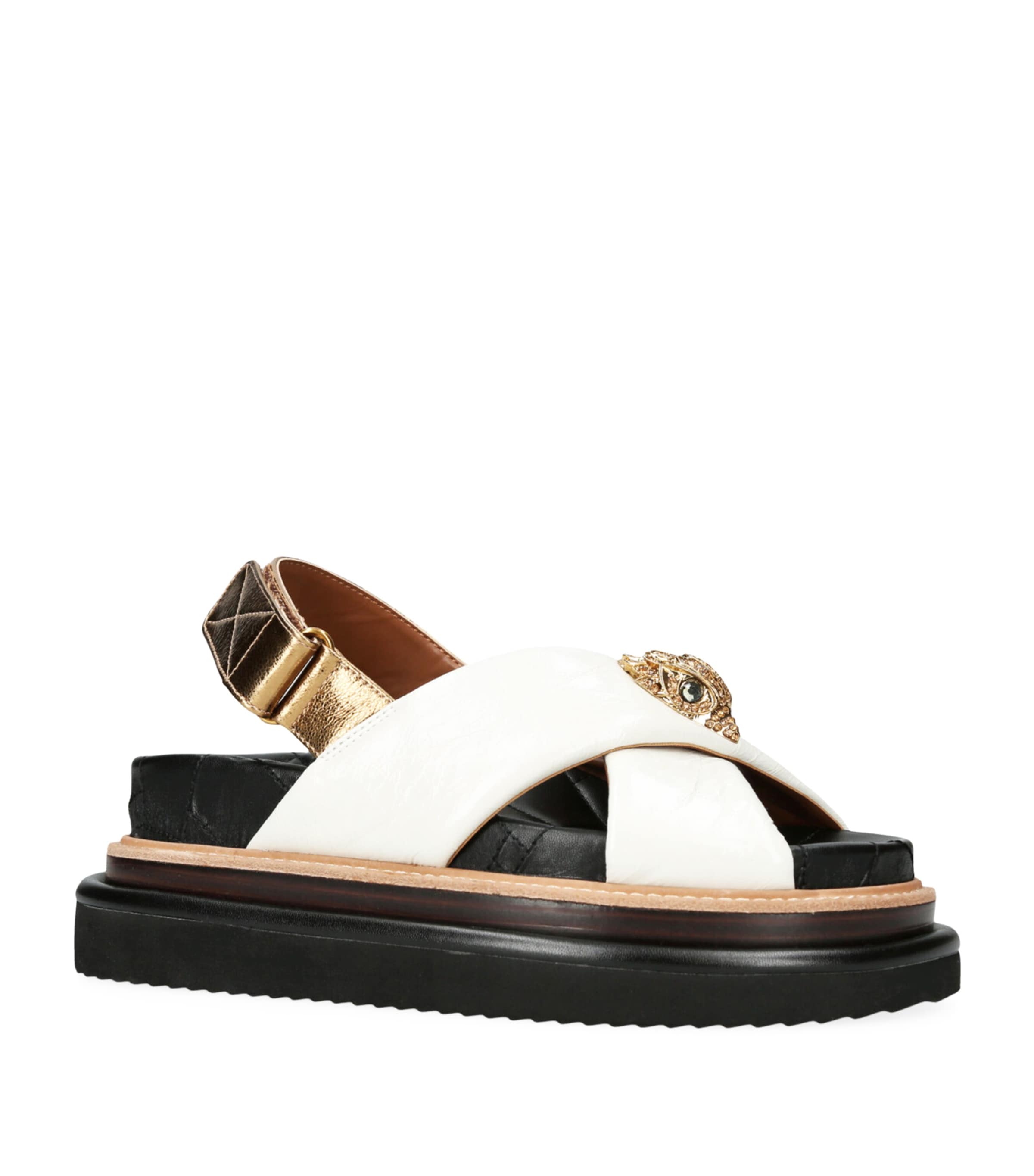 Kurt Geiger London Leather Orson Cross-Strap Sandals | Women Shoes | Sandals | Flat Sandals | Slingback Sandals | Designers | Kurt Geiger London | Flats