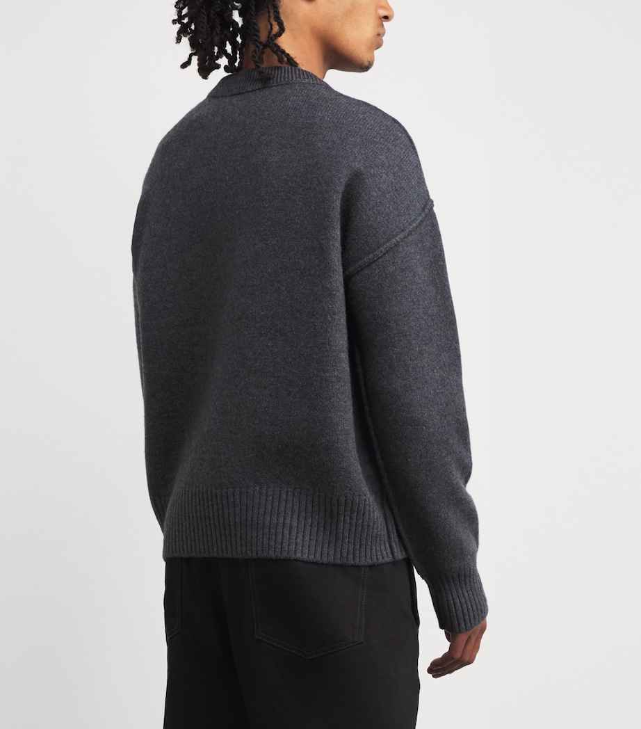 Wool Logo Sweater 0504 - GRIS CHINE/ NOIR Image 4