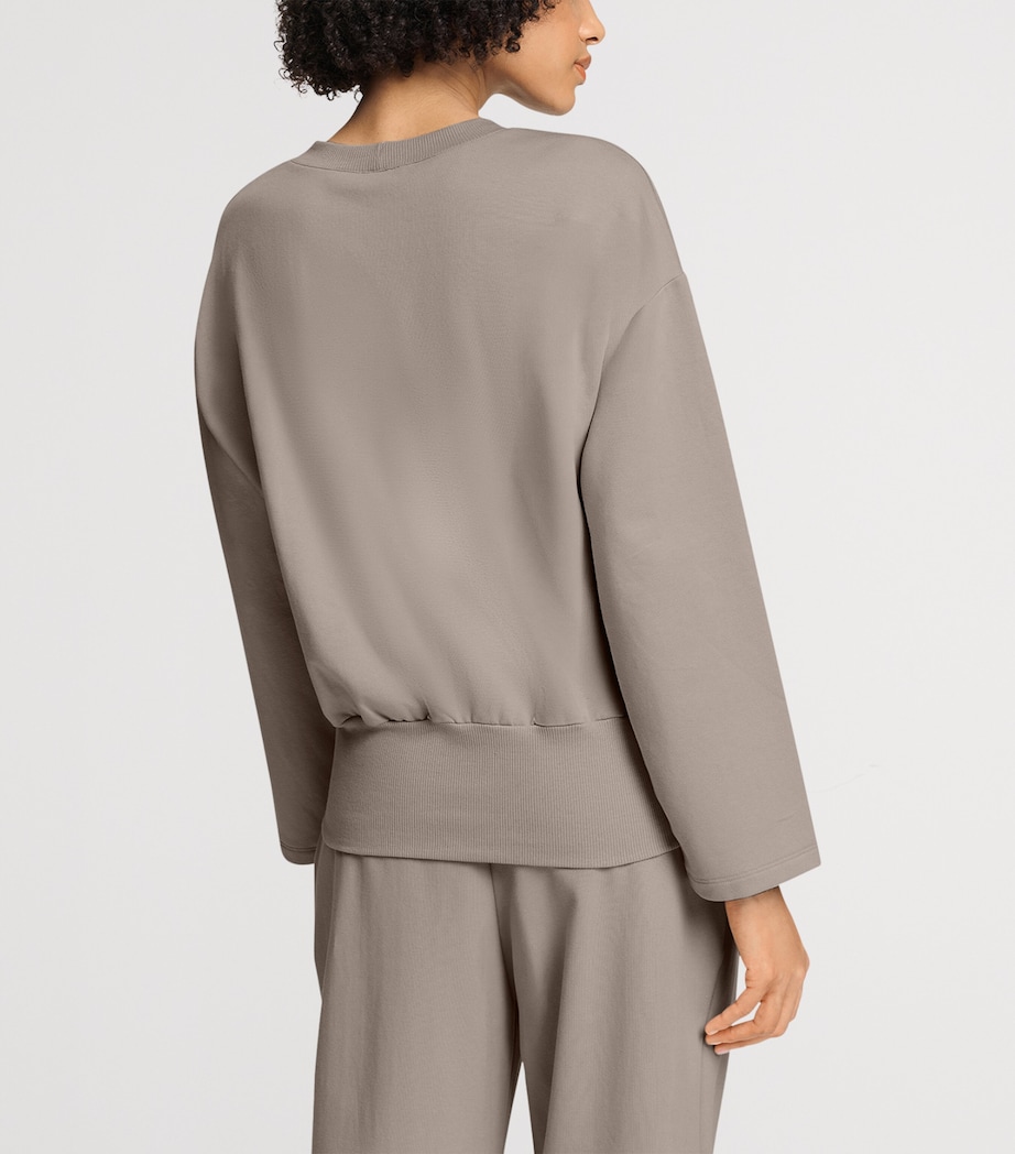 Hanro Womens Stretch-Cotton Natural Living Sweater Rose Grey Image 5