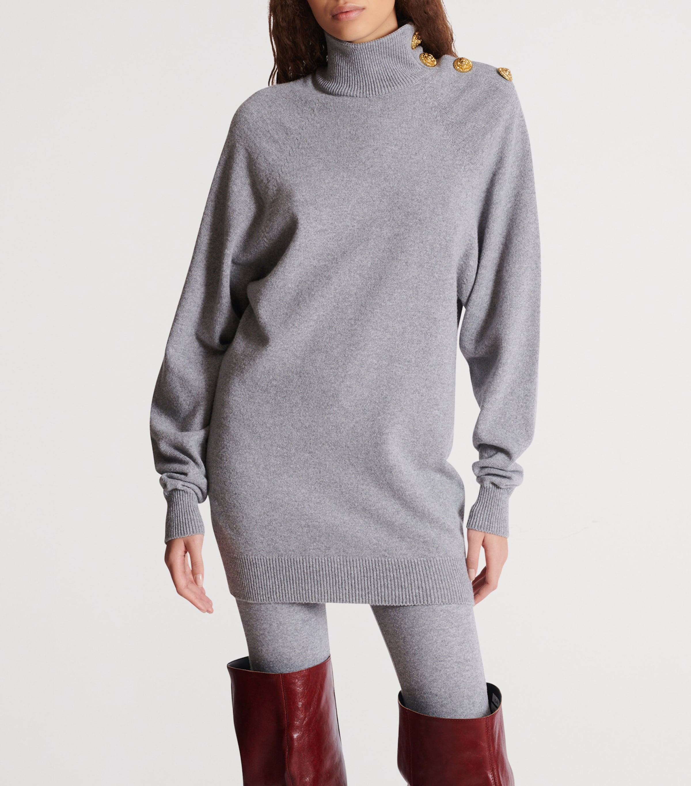 Cashmere-Virgin Wool Mini Sweater Dress 9UB GRIS CHIN Image 4