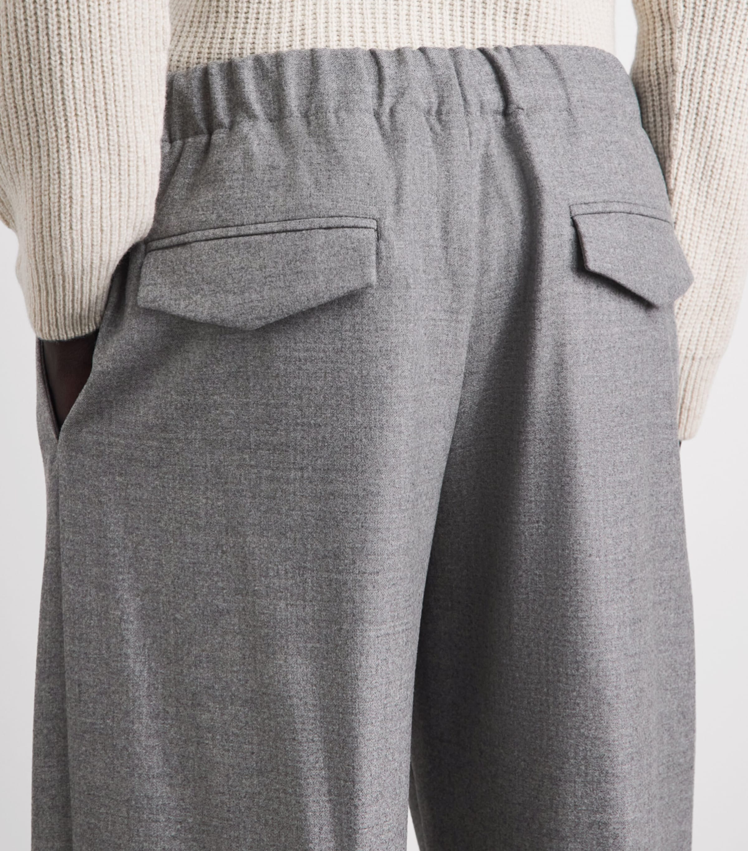 Lardini Mens Stretch-Virgin Wool Trousers Grey Image 3