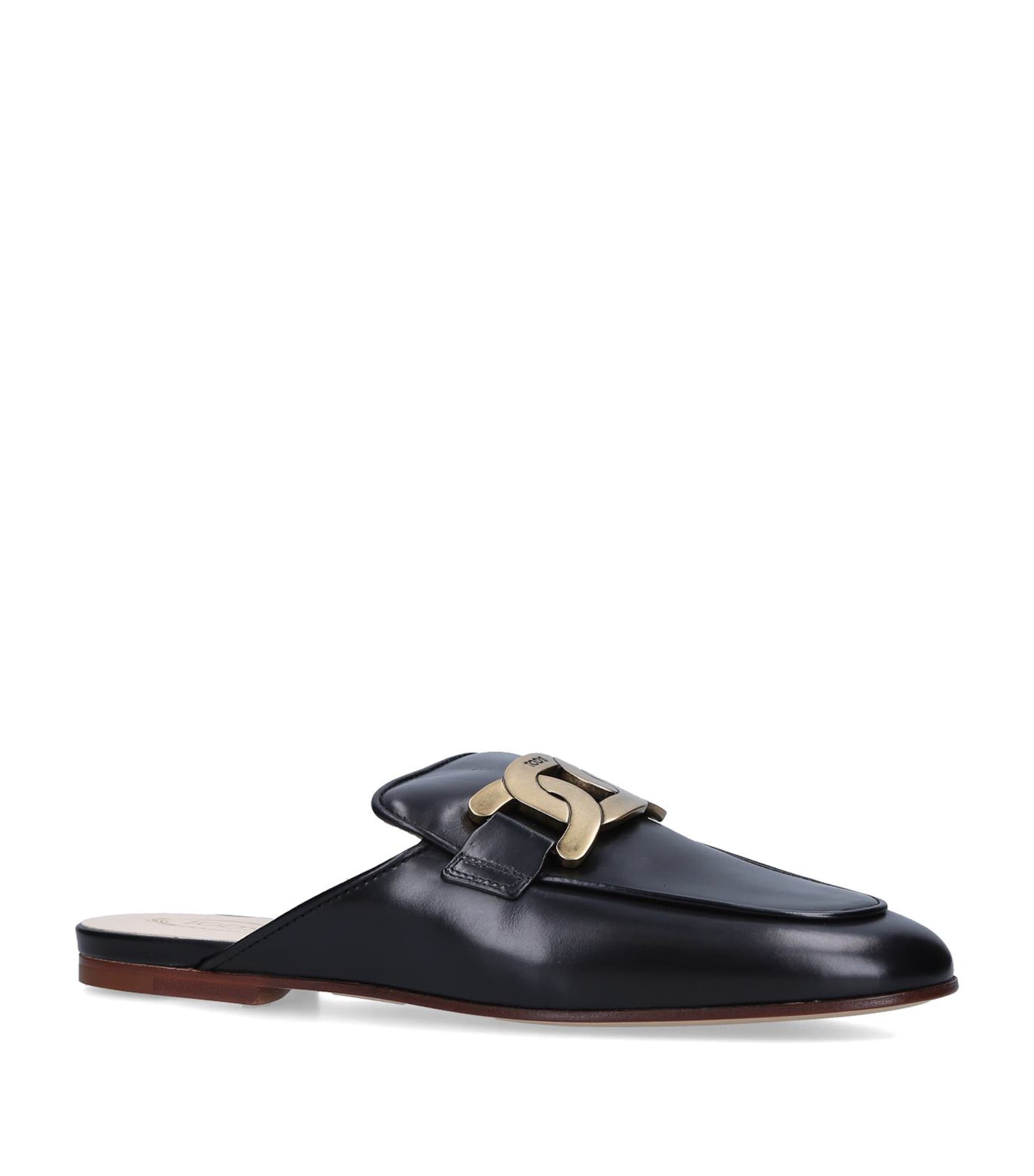 Tod's Black Leather Slippers Harrods UK