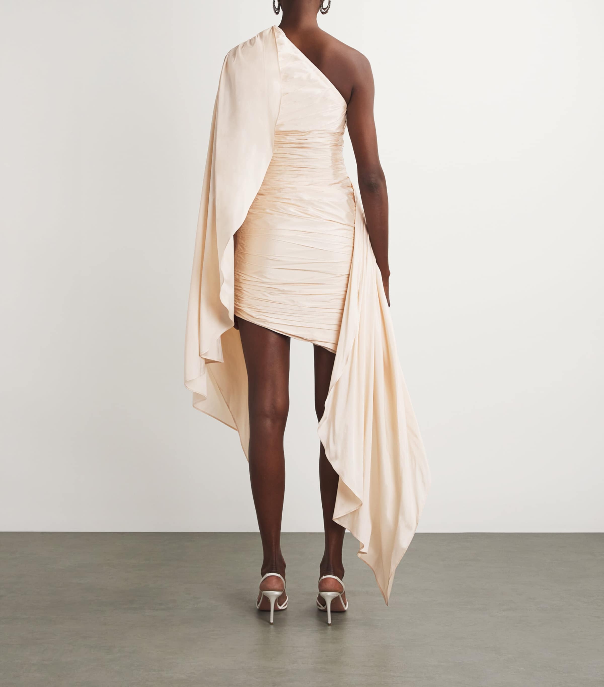 Sandra Mansour Womens Ruched Ethereal Edge Mini Dress Peach Image 3