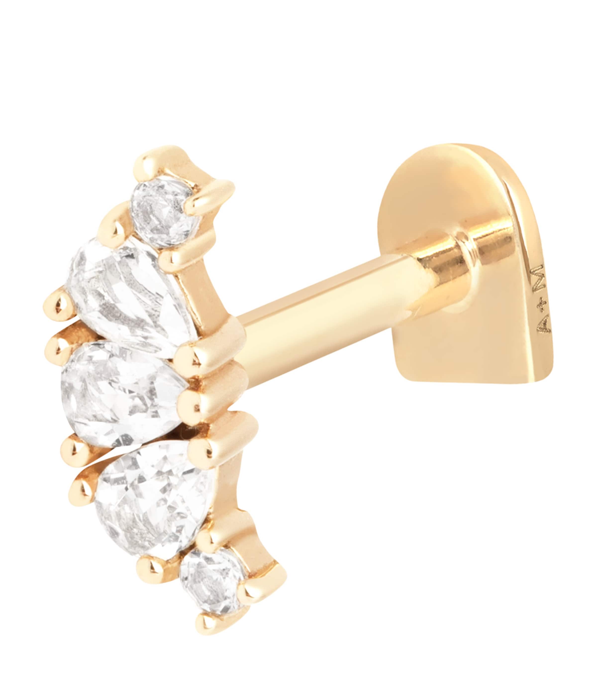 Astrid & Miyu Yellow Gold And Topaz Single Stud Earring In Gold