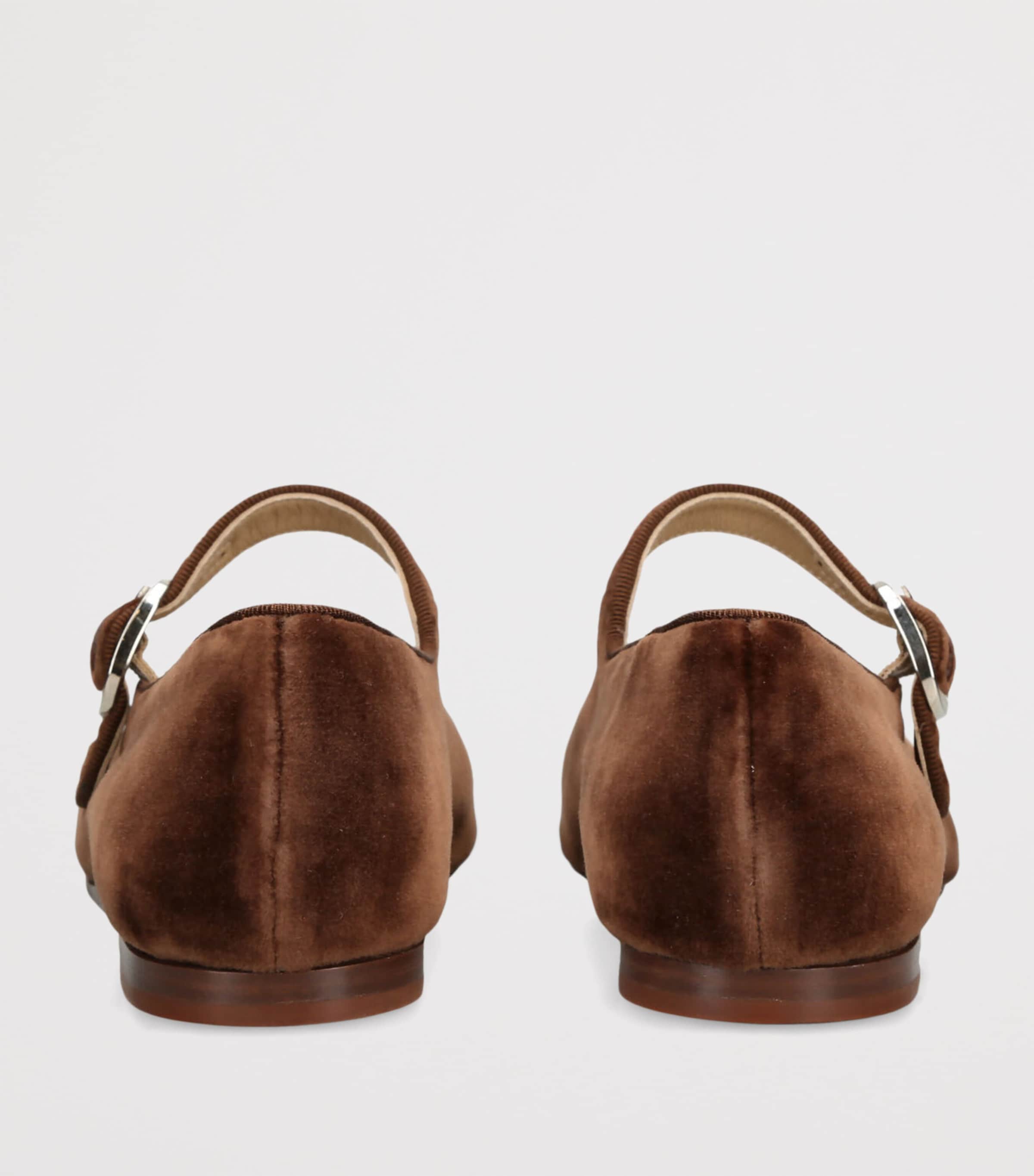 Velvet Mary Jane Ballet Flats BROWN Image 2