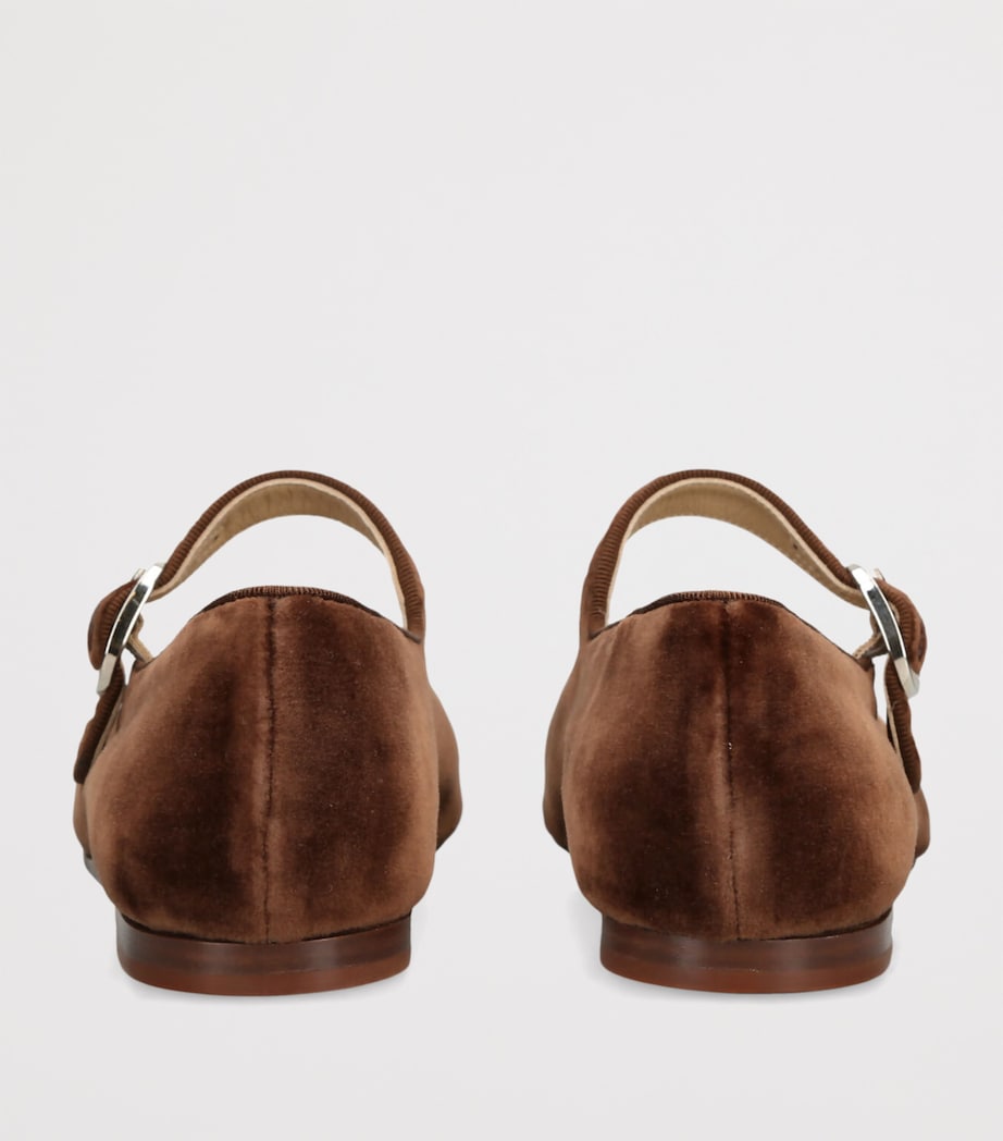 Velvet Mary Jane Ballet Flats BROWN Image 2