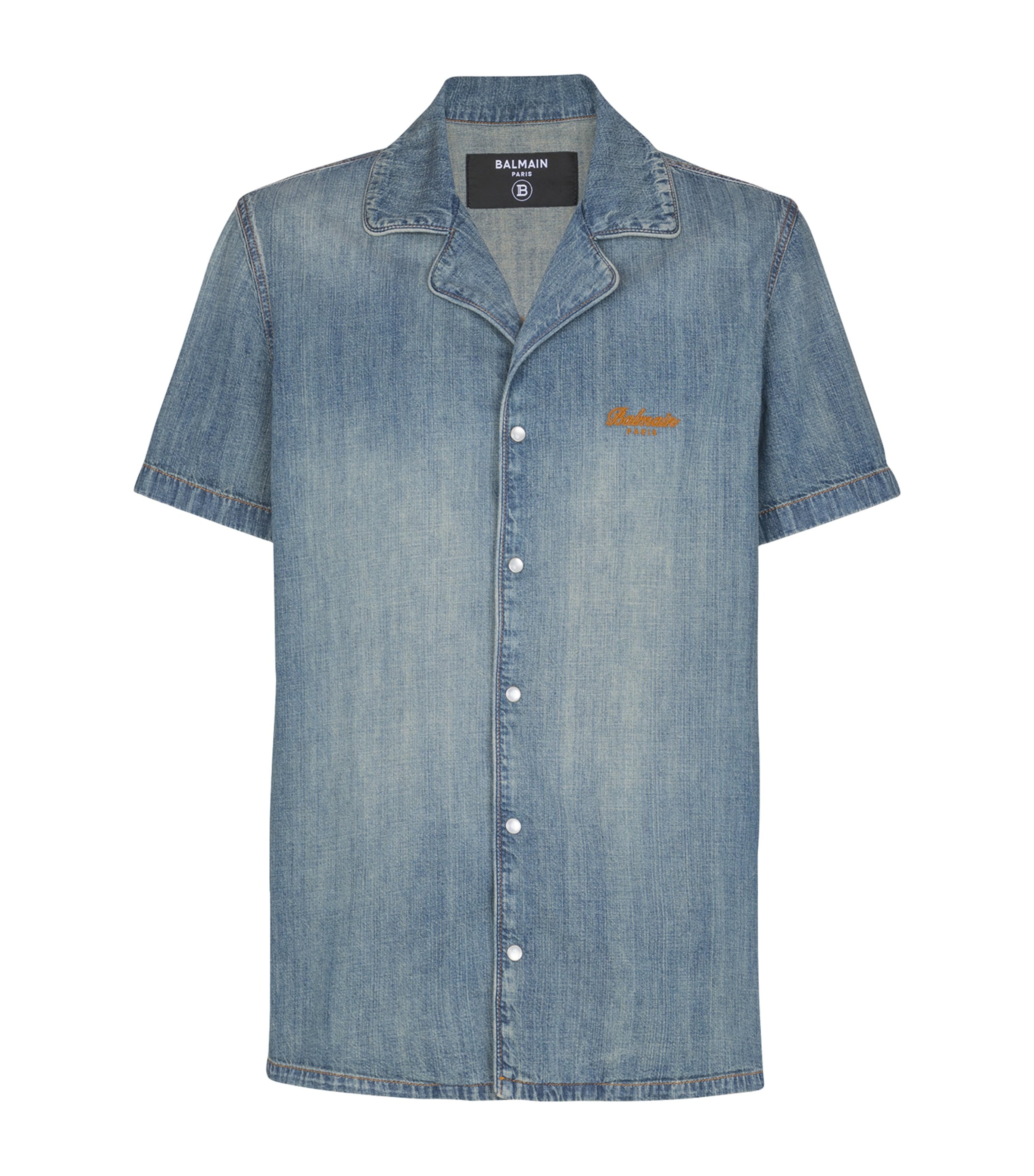 Balmain Faded Short-sleeved Pajama Shirt In Blue