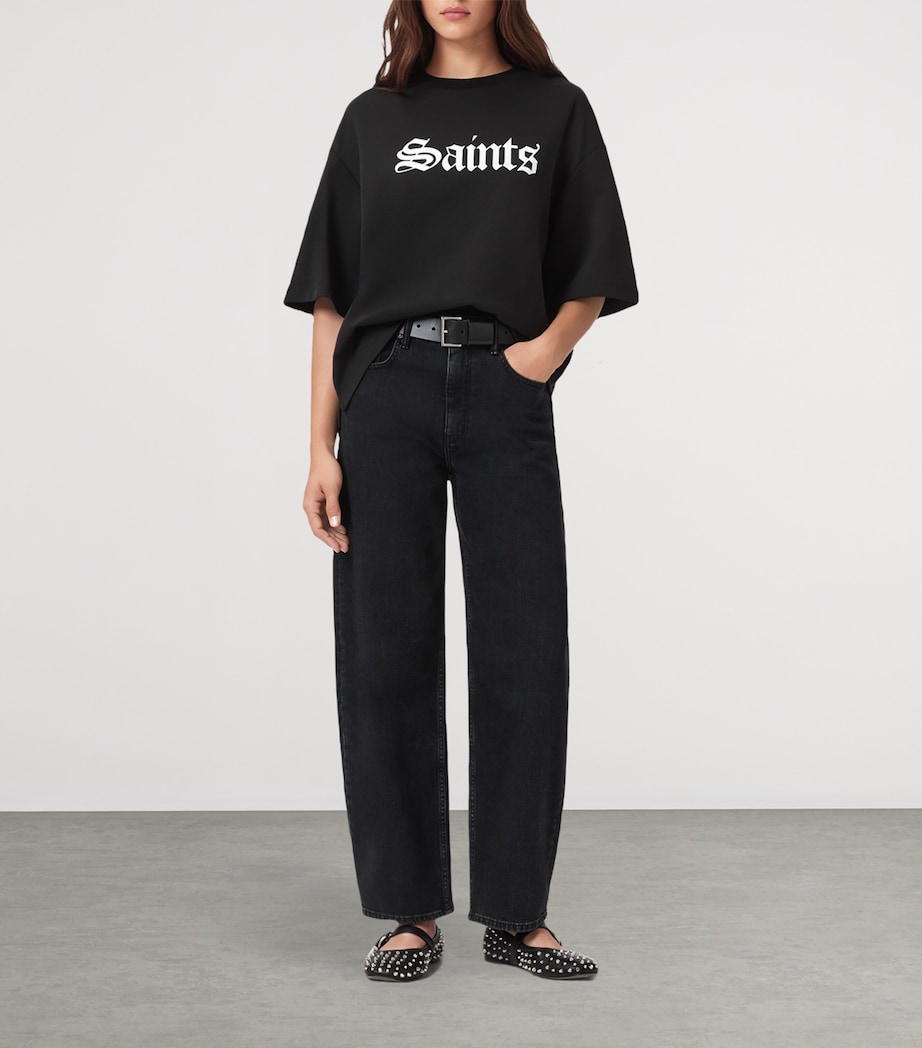 AllSaints Womens Cotton Amelie T-Shirt Black Image 2