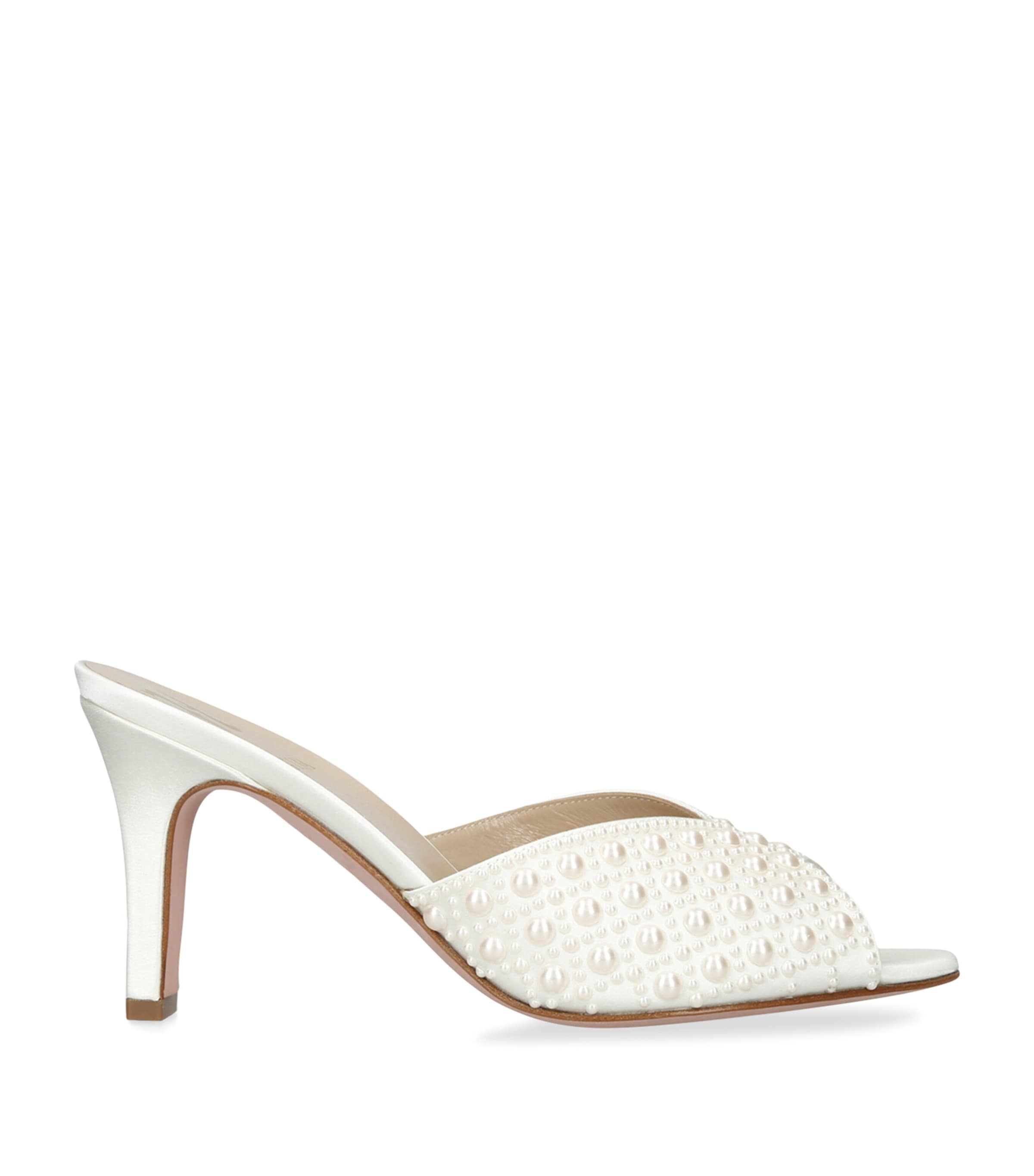 Gina Satin Embellished Alyssa Heeled Mules 85 Cream Comb Image 1
