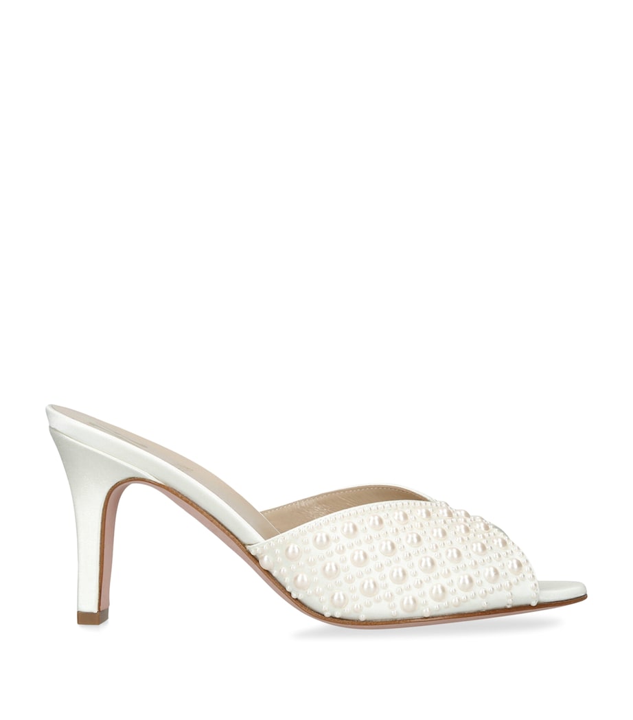 Gina Satin Embellished Alyssa Heeled Mules 85 Cream Comb Image 1