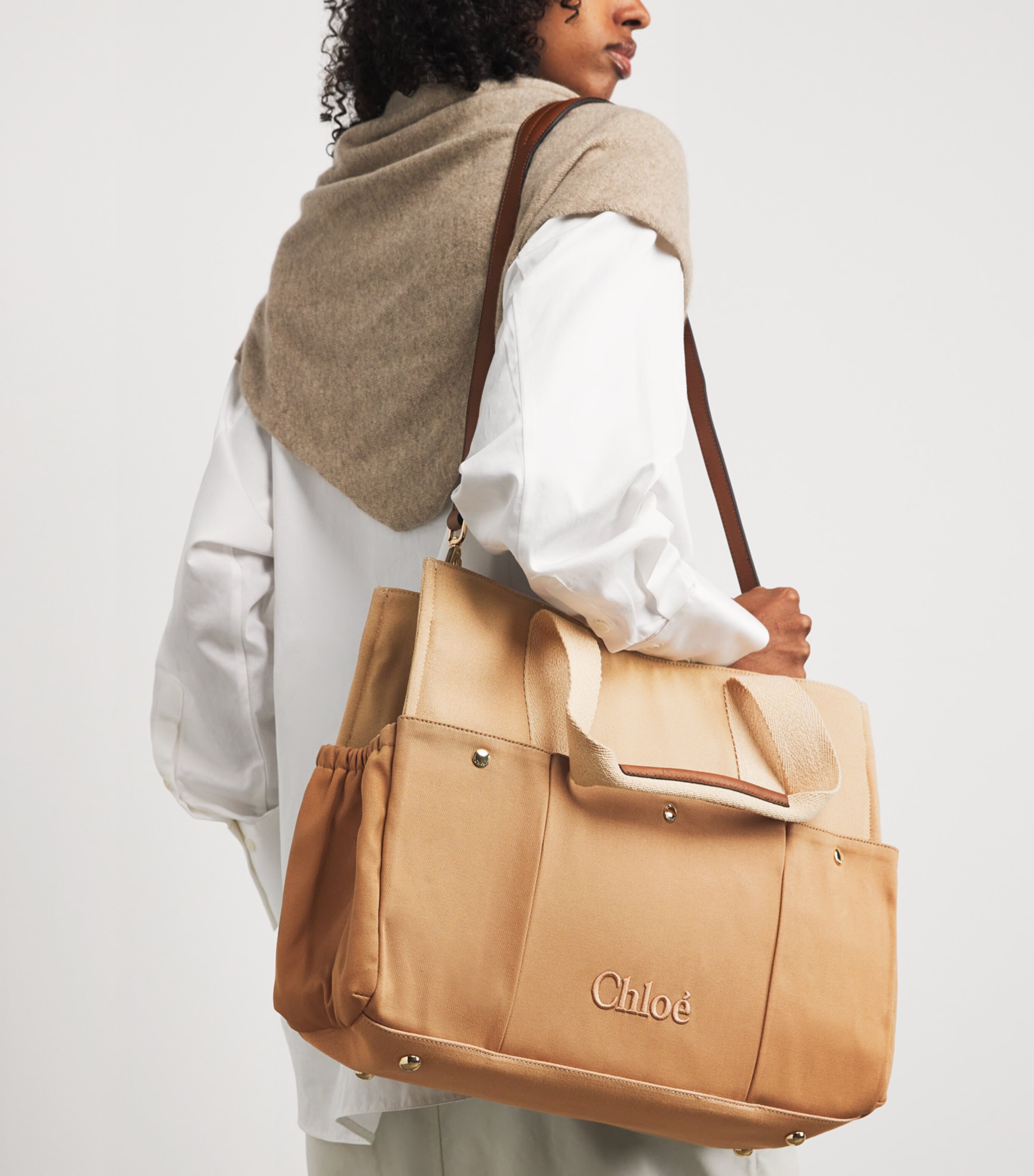 Canvas Logo Changing Bag STONE Image 2