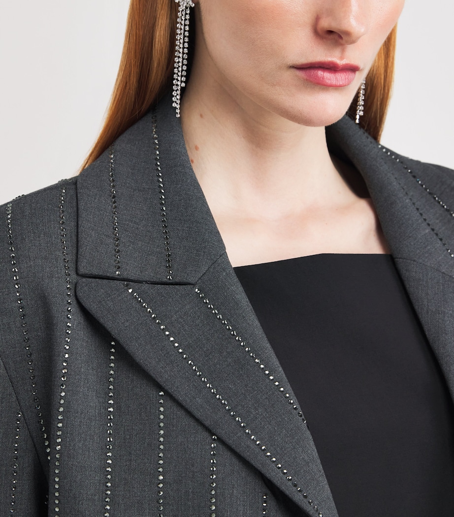 Embellished Pinstripe Blazer GREY Image 6