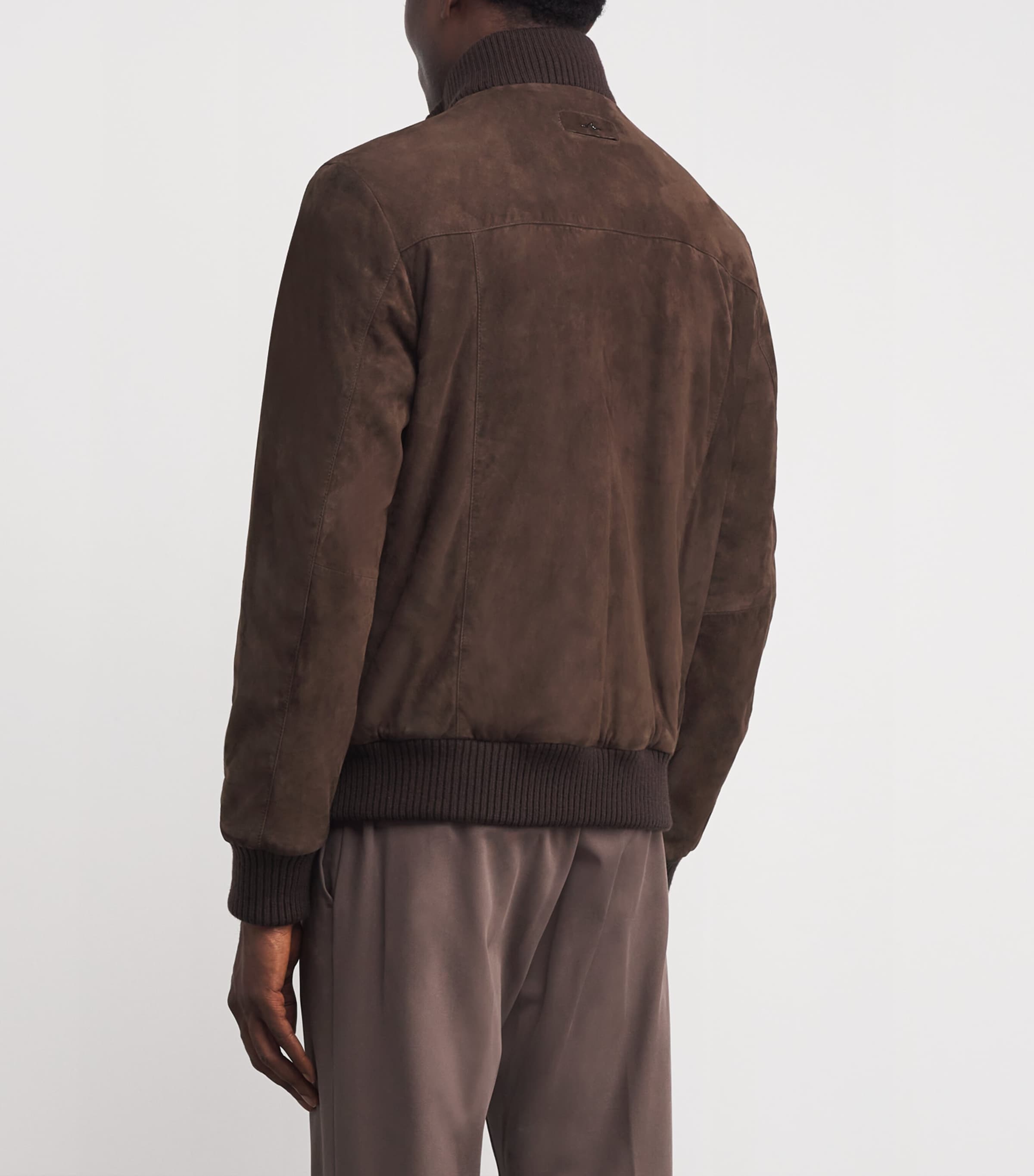 Aqualeather Suede Bomber Jacket 696CHESTNUT BROWN Image 4