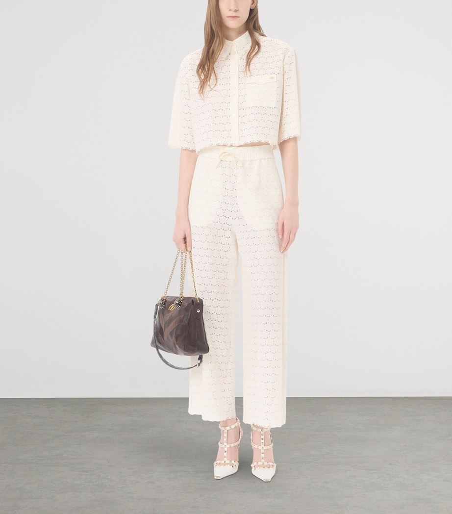 Valentino Womens Cropped Broderie Anglaise Shirt Cbg Image 2