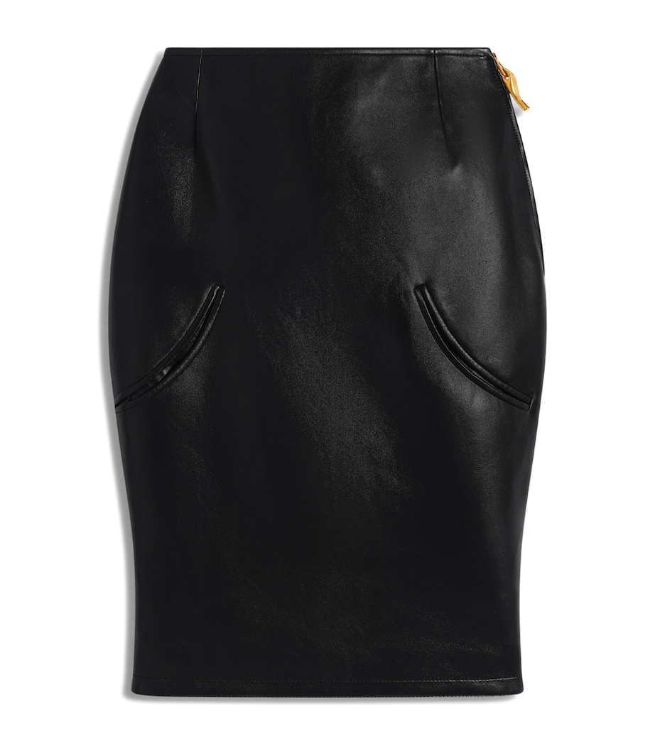 Schiaparelli Womens Leather Pencil Skirt Black Image 1