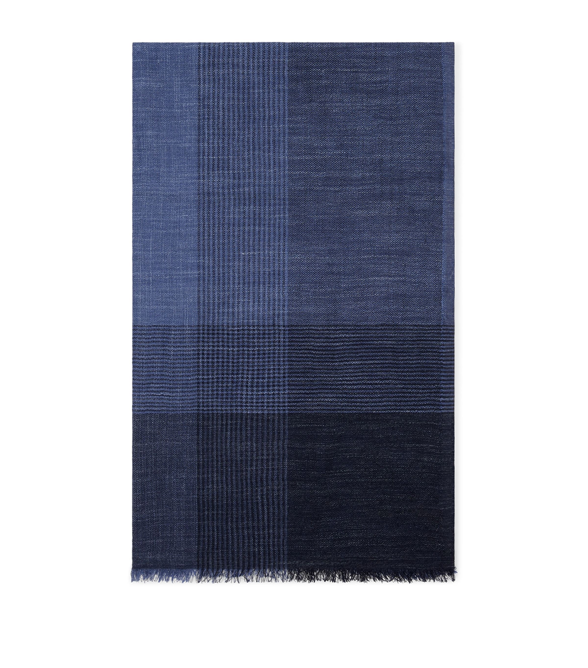 Brunello Cucinelli Silk-linen Stripe Scarf In Blue