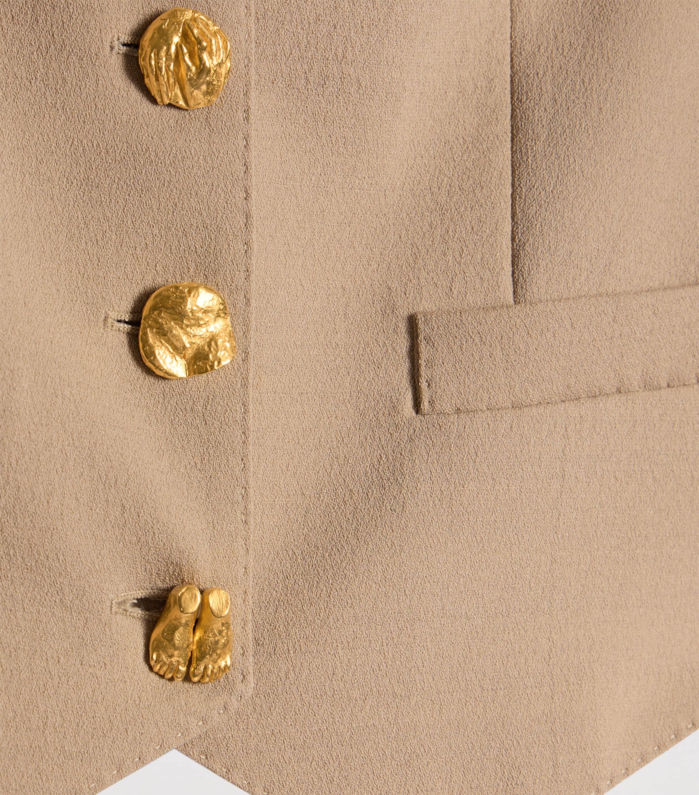 Schiaparelli Womens Wool-Blend Bijoux Waistcoat Beige Image 4