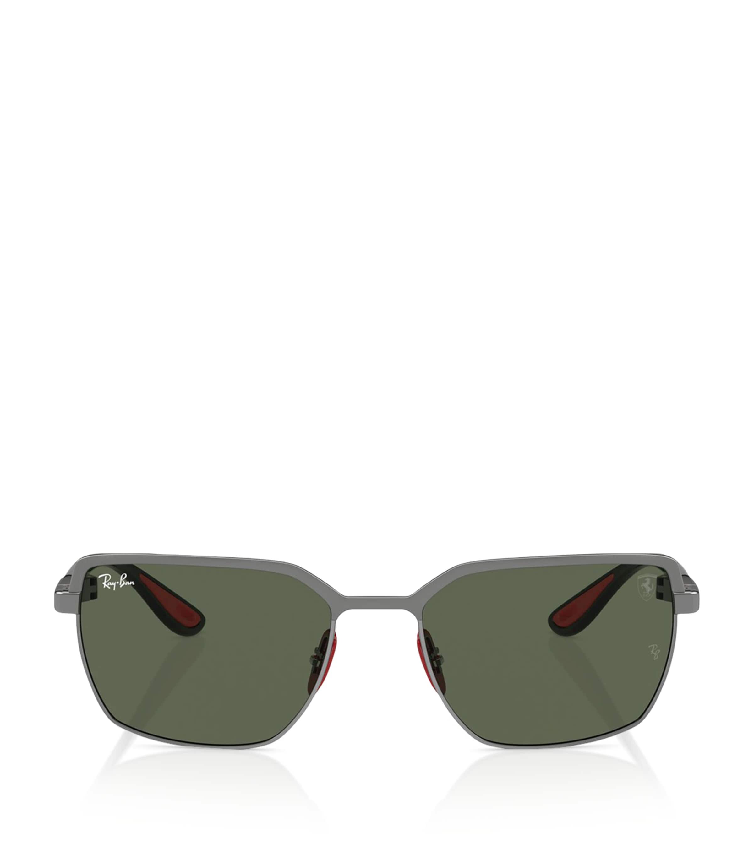 Ray Ban Sunglasses Unisex Rb3743m Scuderia Ferrari Collection - Black Frame Green Lenses 58-19 In Grey