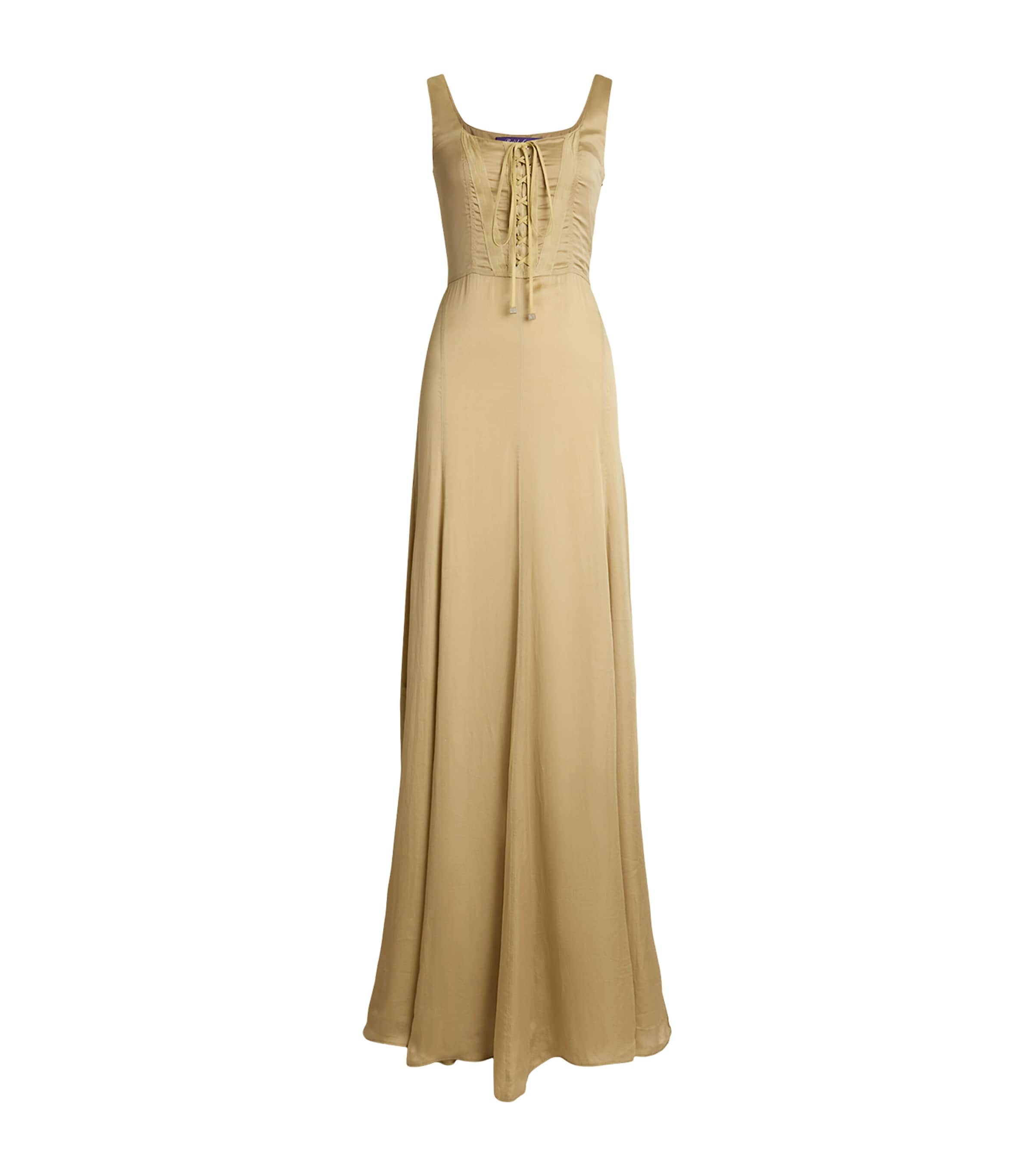 Polo Ralph Lauren Mulberry Silk Julie Maxi Dress In Beige