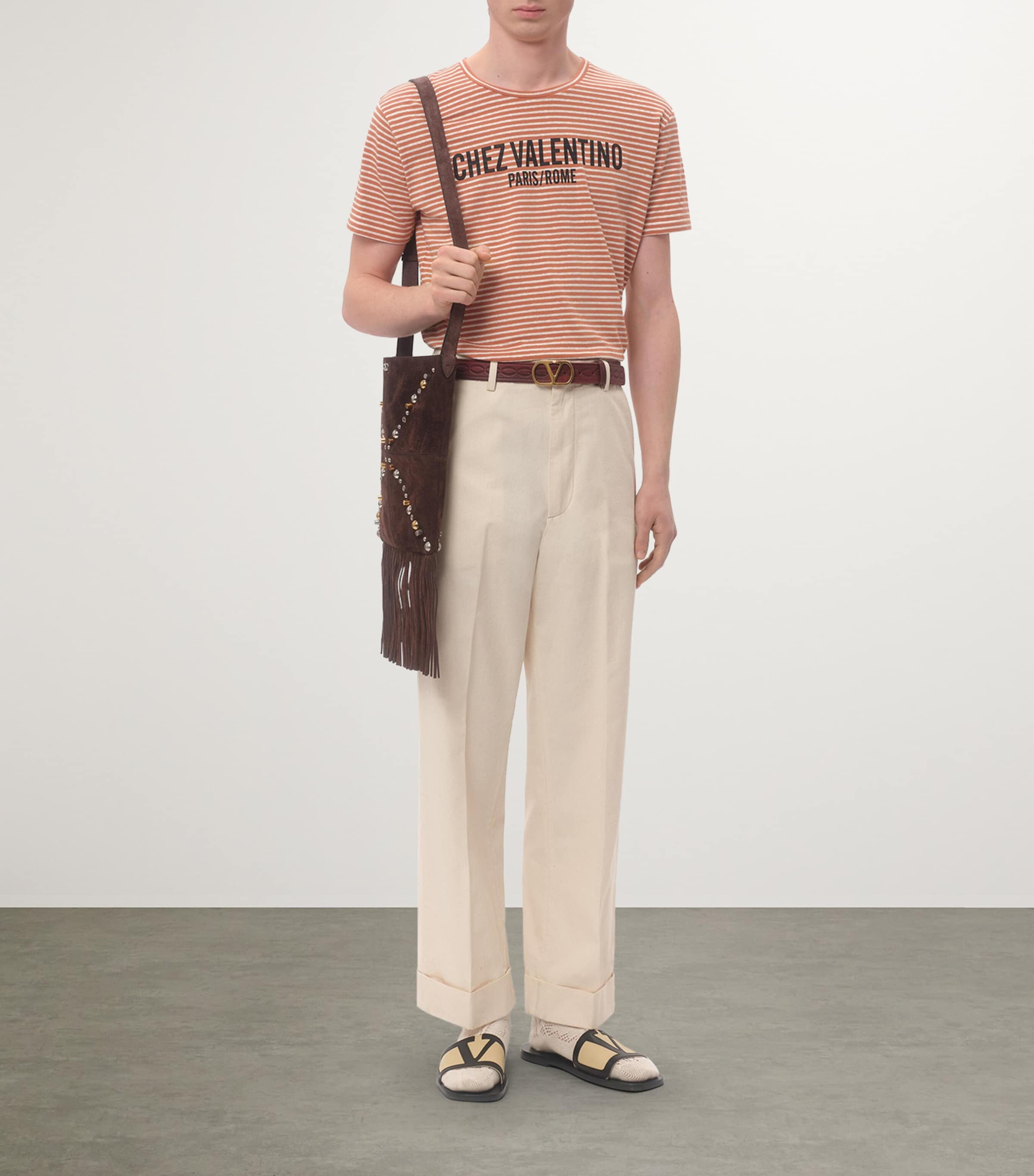 Valentino Cotton Chez Valentino Striped T-Shirt | Harrods US