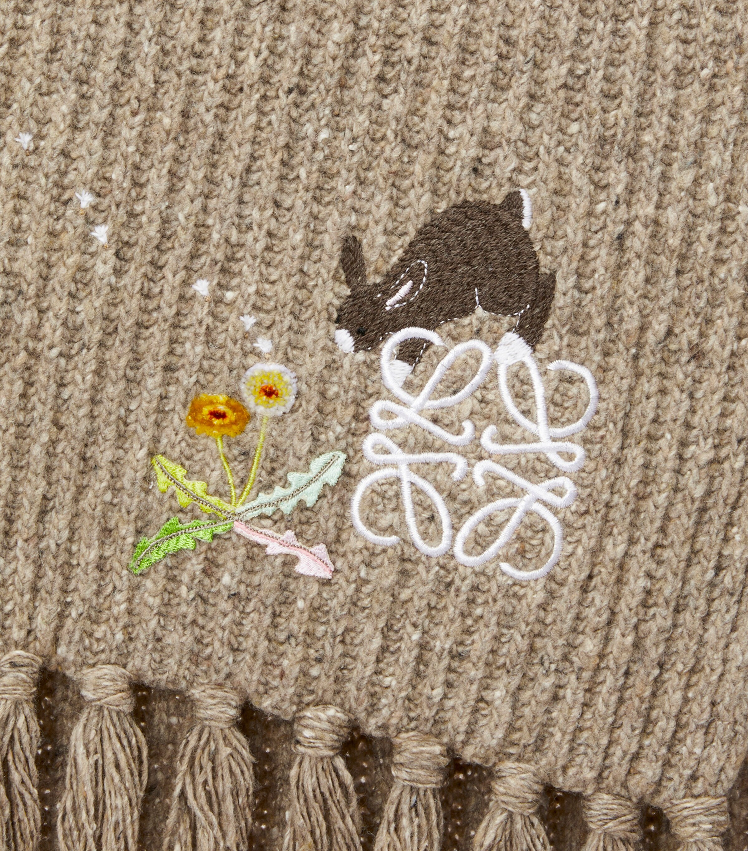 LOEWE x Suna Fujita Wool-Blend Embroidered Scarf | Harrods US