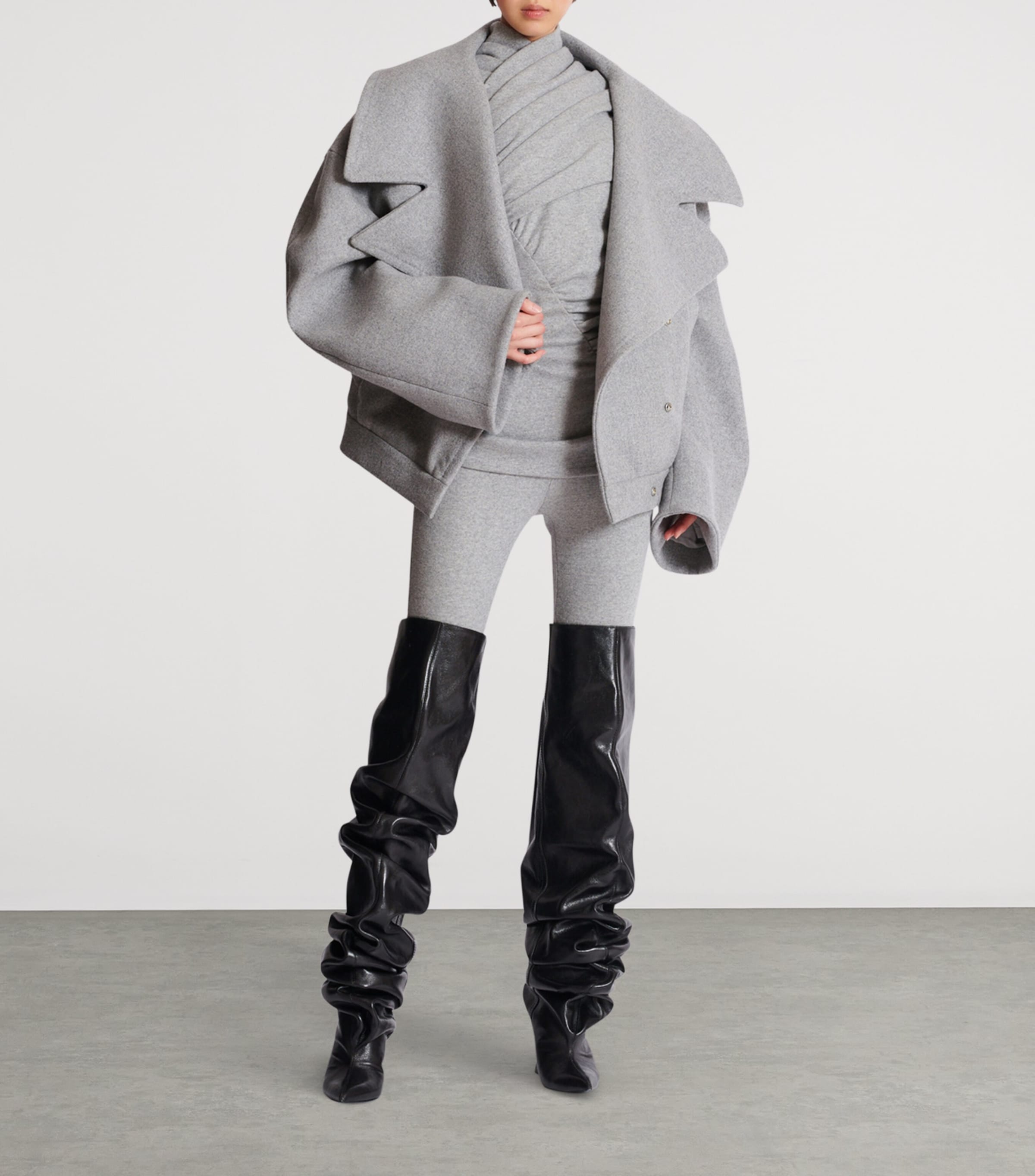 Draped Knit Top 9AD GRIS CHIN ECLAIR Image 5