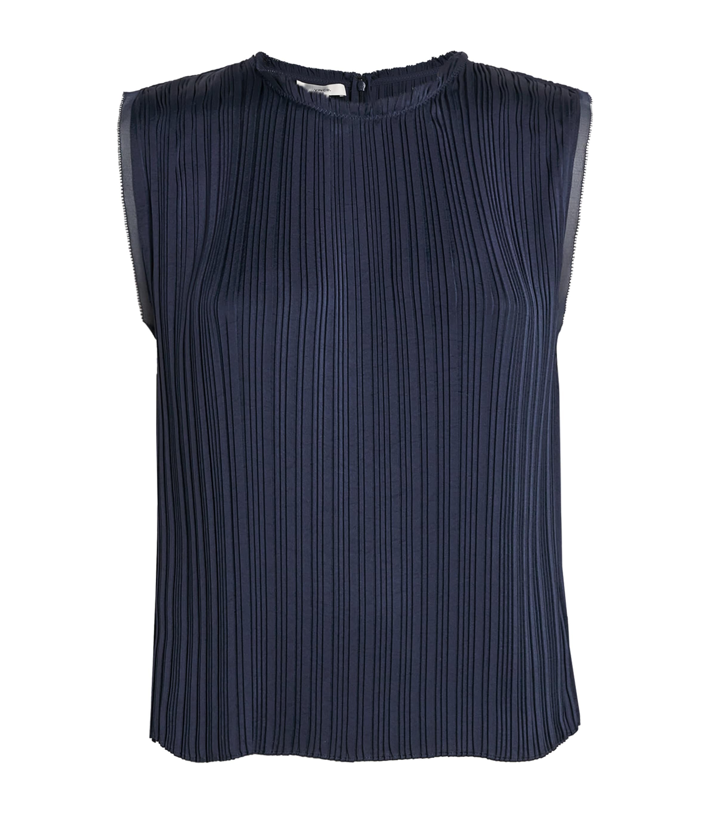 Shop Vince Satin Pleated Top In Blue